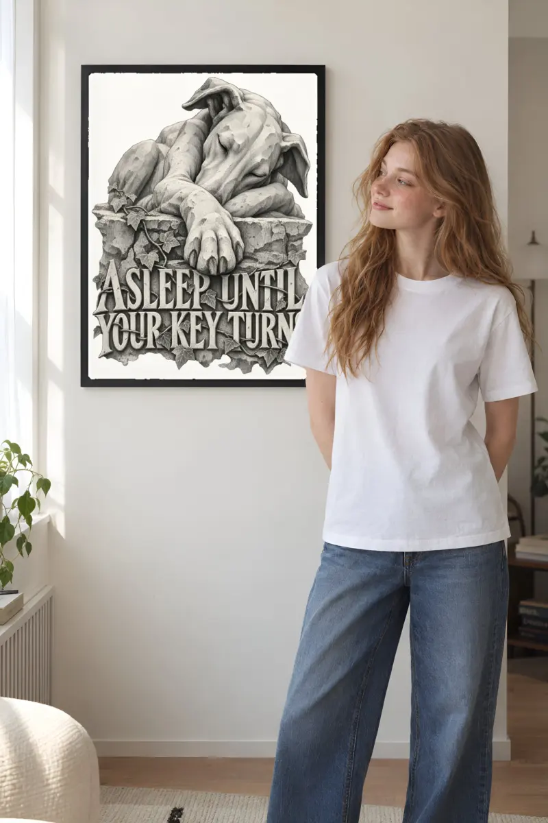 “Asleep Until Your Key Turns” Premium Wooden Framed Poster
