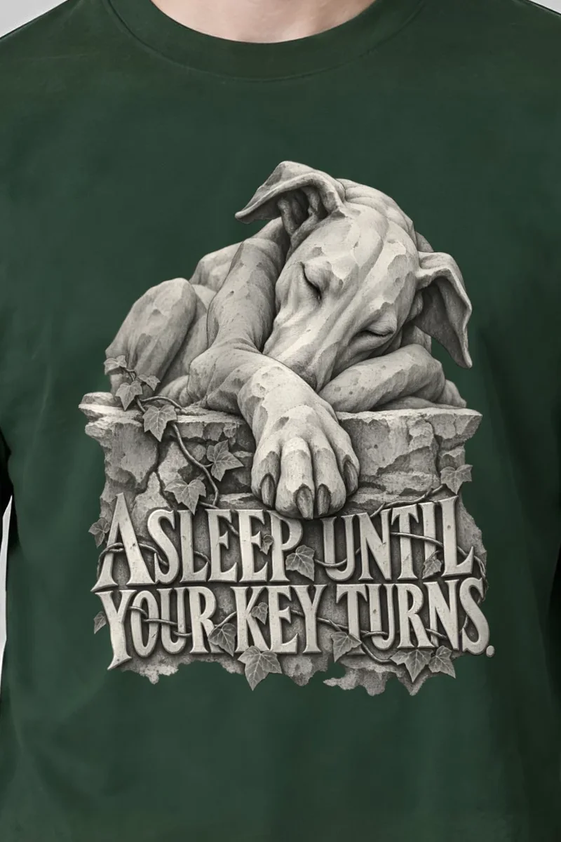 "Asleep Until Your Key Turns" Unisex Longsleeve T-shirt - the graphic up close