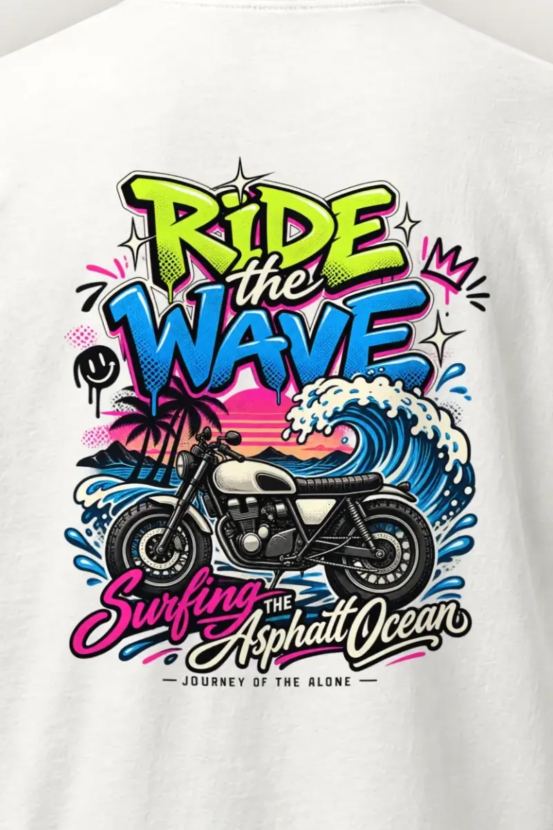 "Asphalt Ocean Journey" Heavyweight Unisex Crewneck T-shirt - the graphic up close