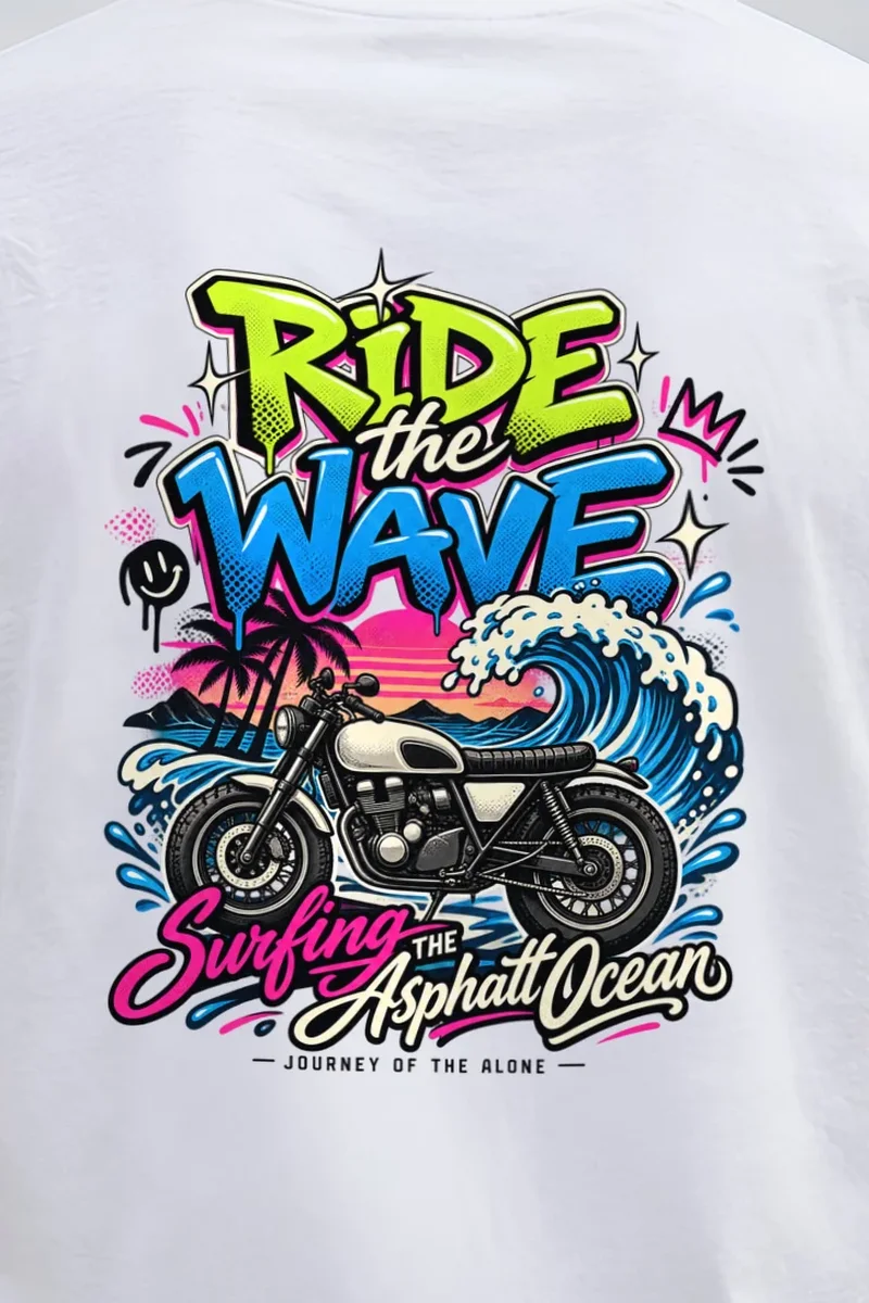 "Asphalt Ocean Journey" Heavyweight Unisex Crewneck T-shirt - the graphic up close