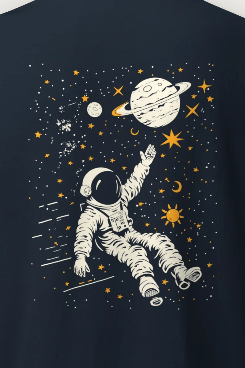"Astronaut Star Drift" Heavyweight Unisex Crewneck T-shirt