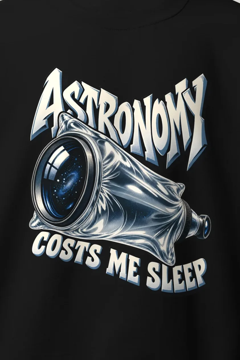 "Astronomy Costs Me Sleep" Heavy Blend Unisex Crewneck Sweatshirt - the graphic up close