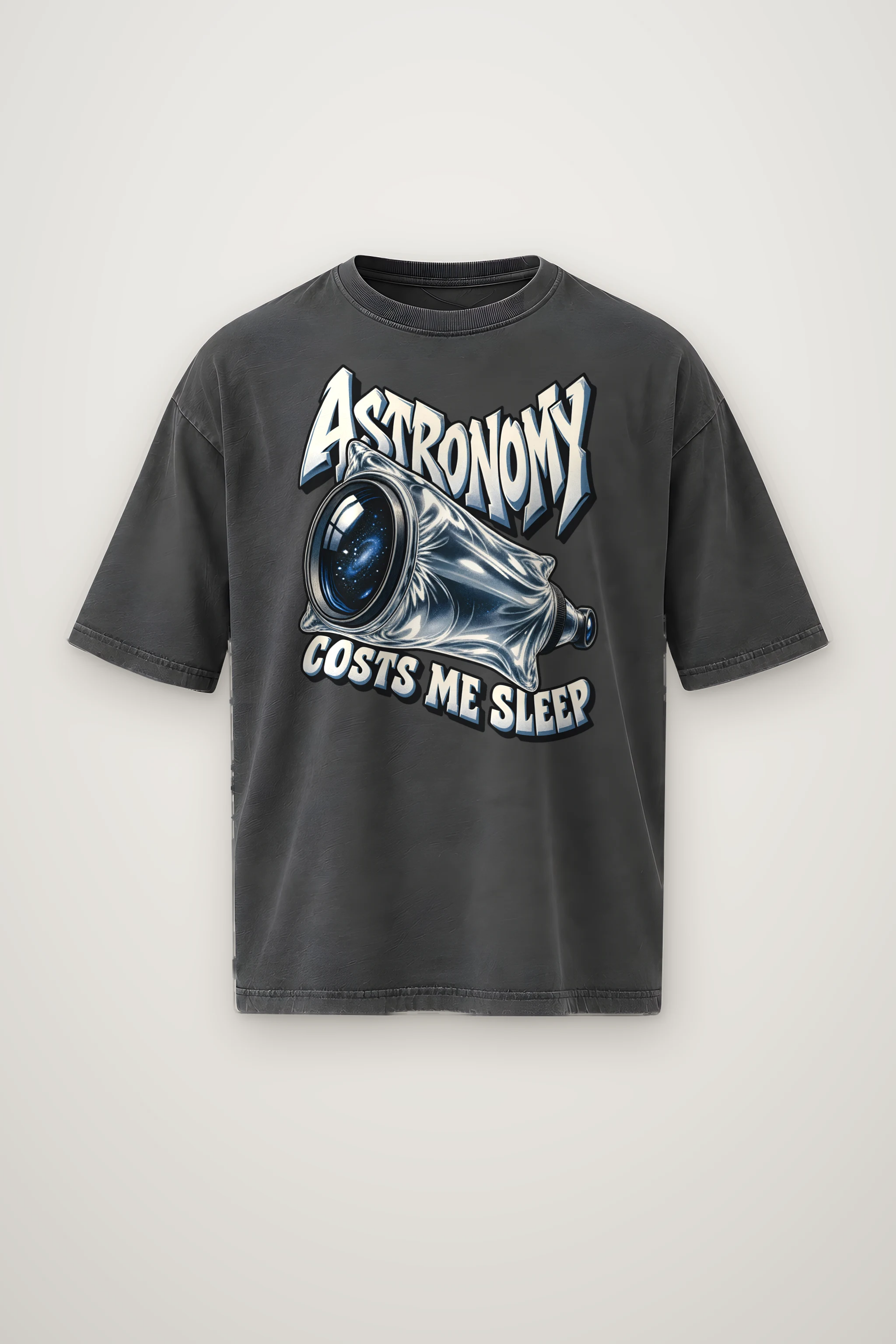 "Astronomy Costs Me Sleep" Men's Oversized Heavyweight Crewneck T-Shirt