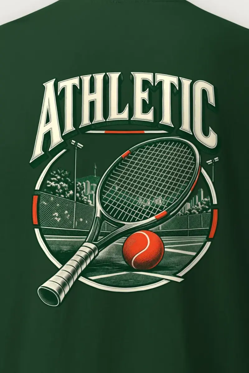 "Athletic" Heavyweight Unisex Crewneck T-shirt - the graphic up close