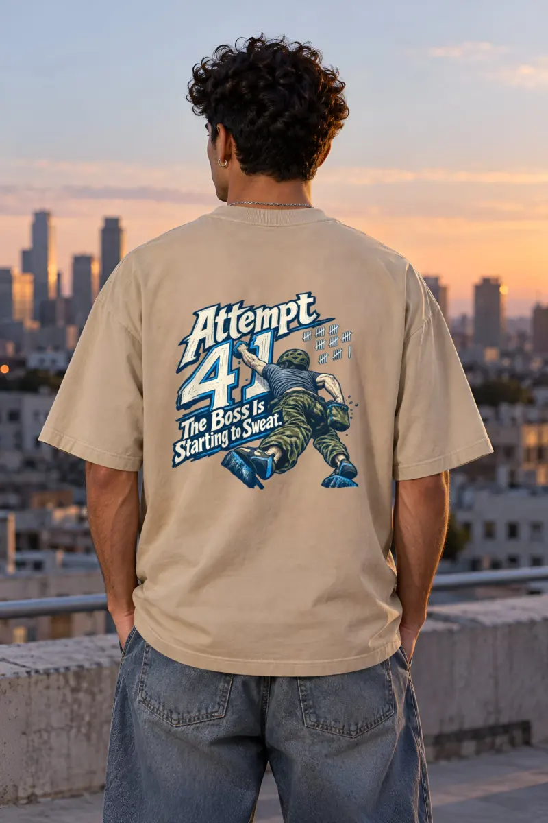 "Attempt 41 Climbing Tee" Unisex Oversized Heavyweight Crewneck T-Shirt