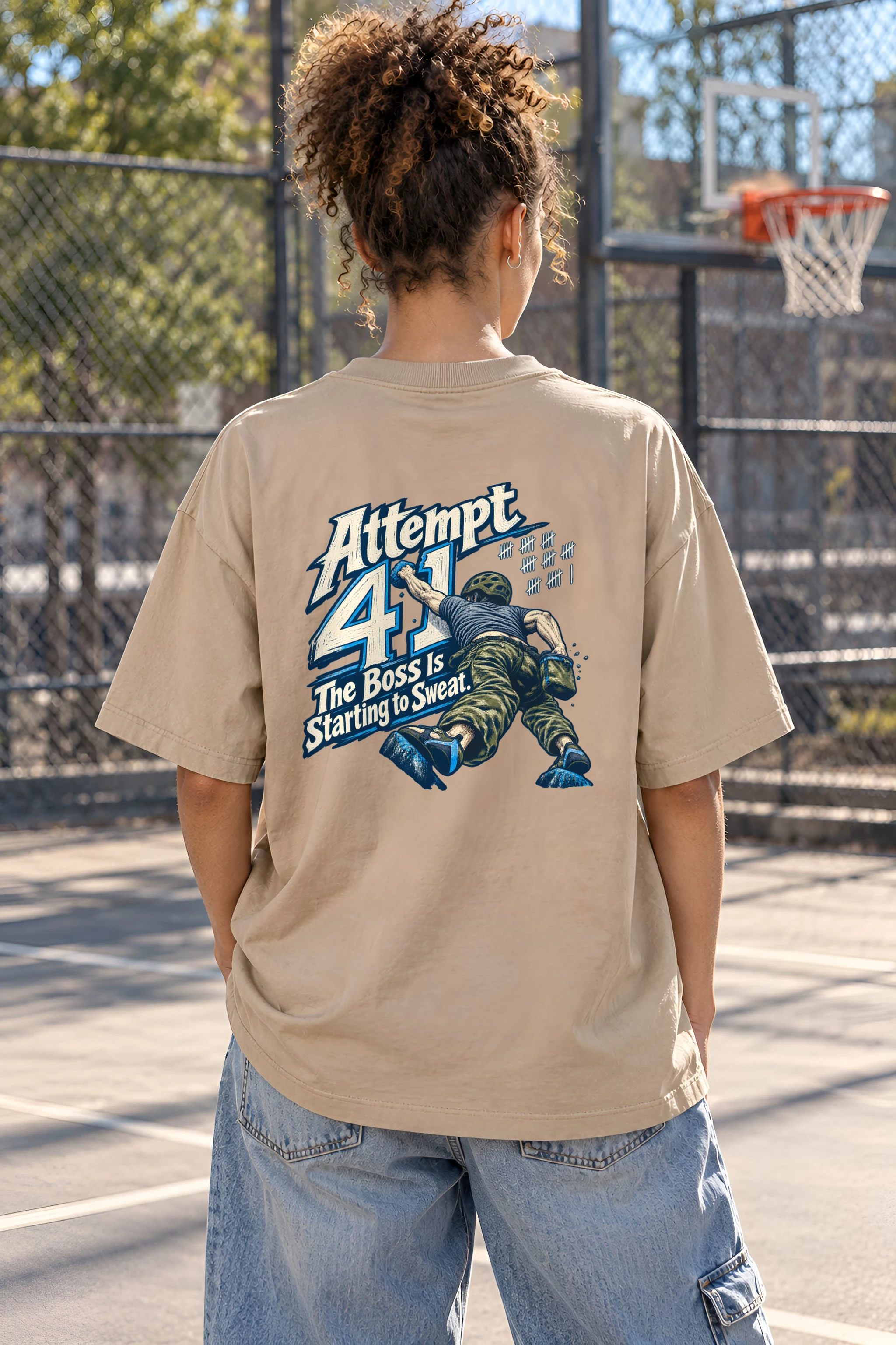 "Attempt 41 Climbing Tee" Unisex Oversized Heavyweight Crewneck T-Shirt