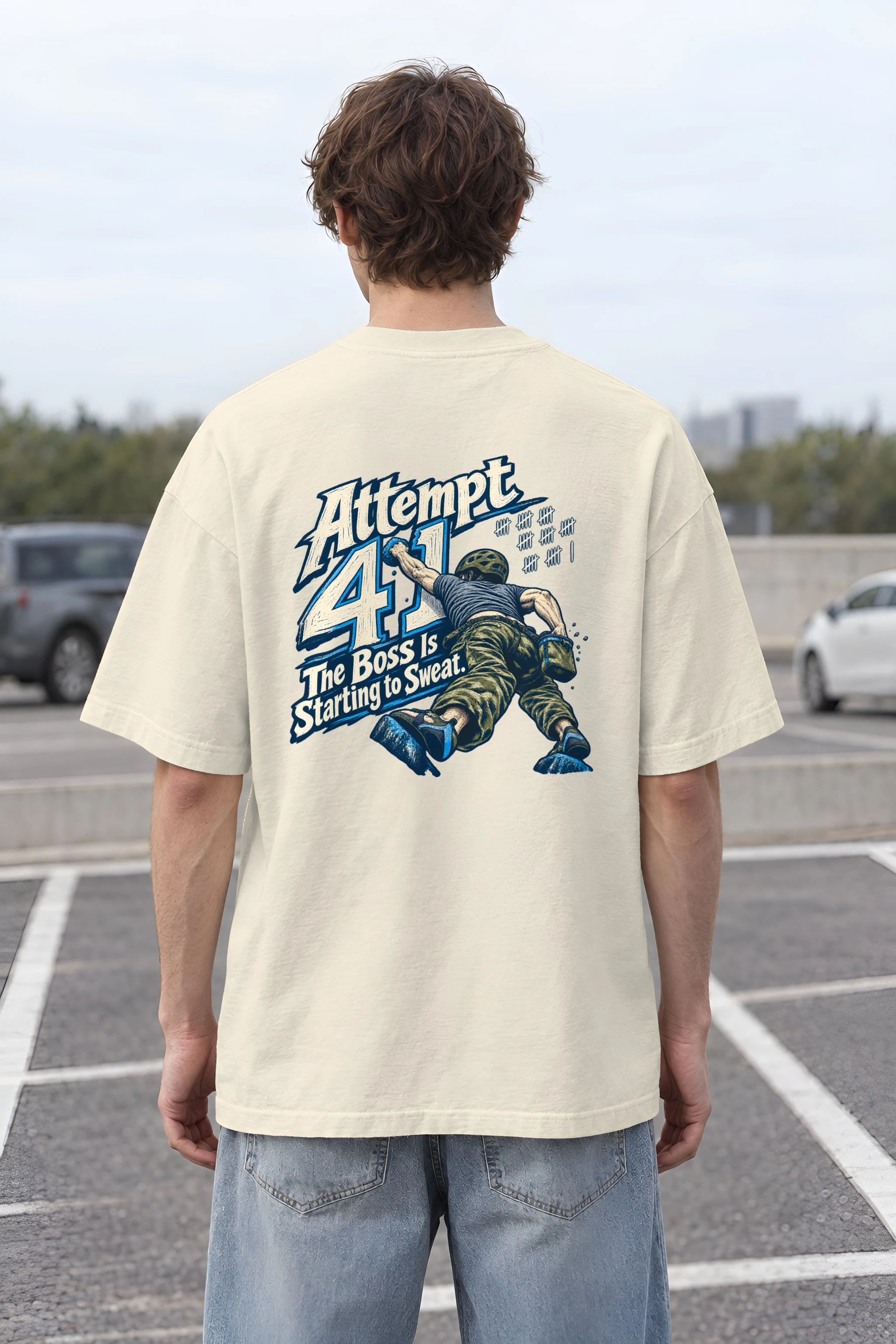 "Attempt 41 Climbing Tee" Unisex Oversized Heavyweight Crewneck T-Shirt