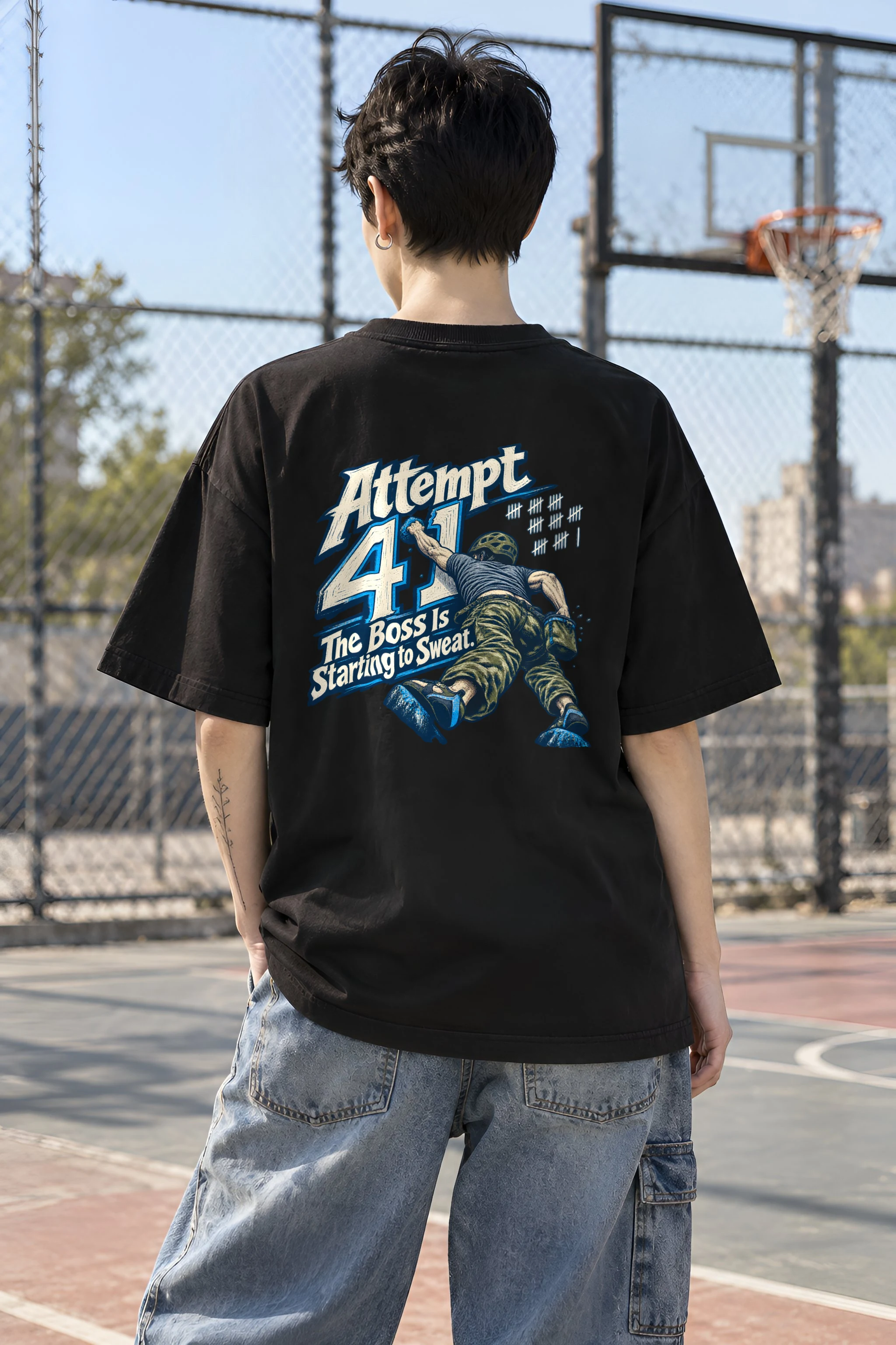 "Attempt 41 Climbing Tee" Unisex Oversized Heavyweight Crewneck T-Shirt