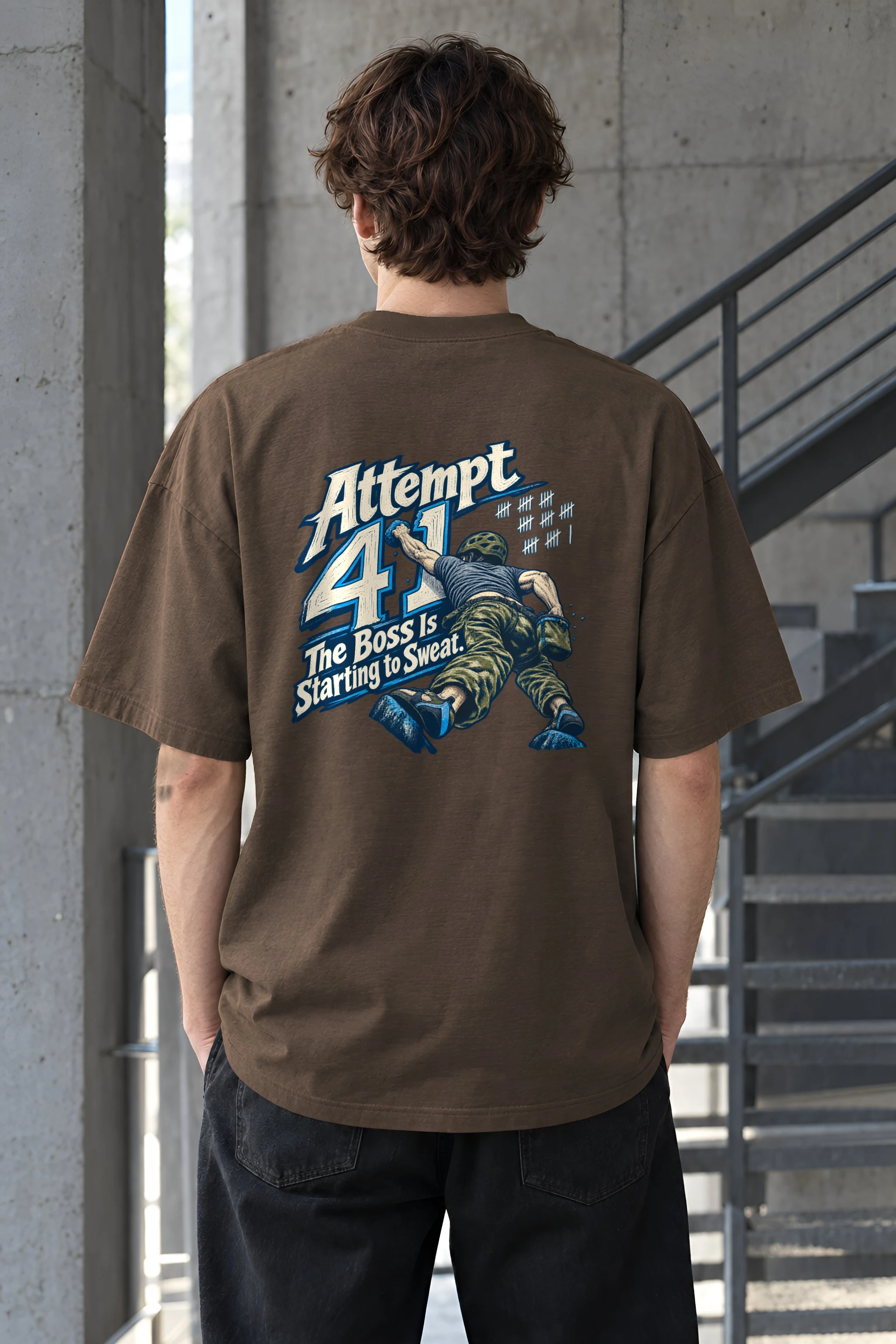 "Attempt 41 Climbing Tee" Unisex Oversized Heavyweight Crewneck T-Shirt