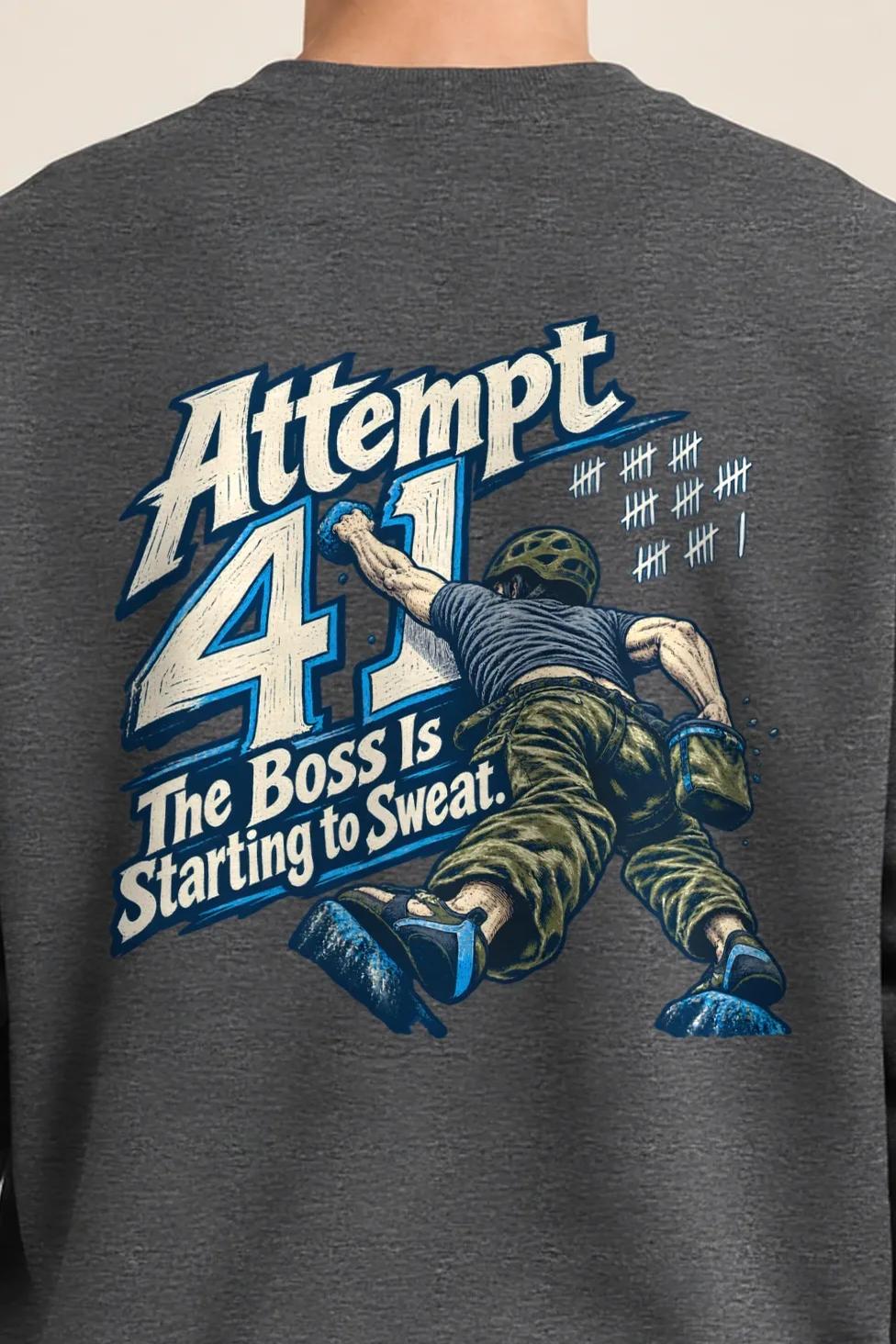 "Attempt 41" Heavy Blend Unisex Crewneck Sweatshirt - the graphic up close