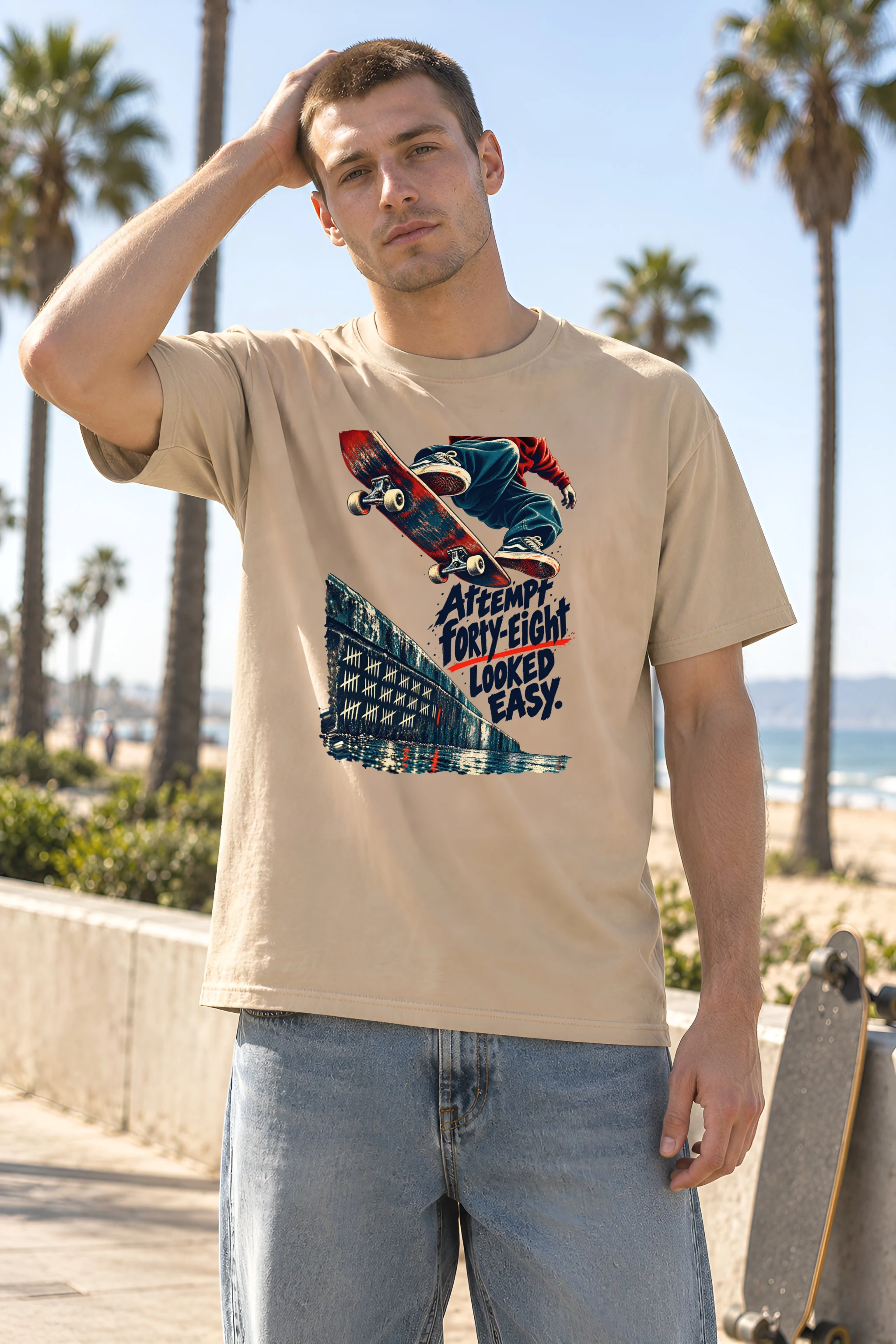 "Attempt Forty-Eight Looked Easy" Heavyweight Unisex Crewneck T-shirt