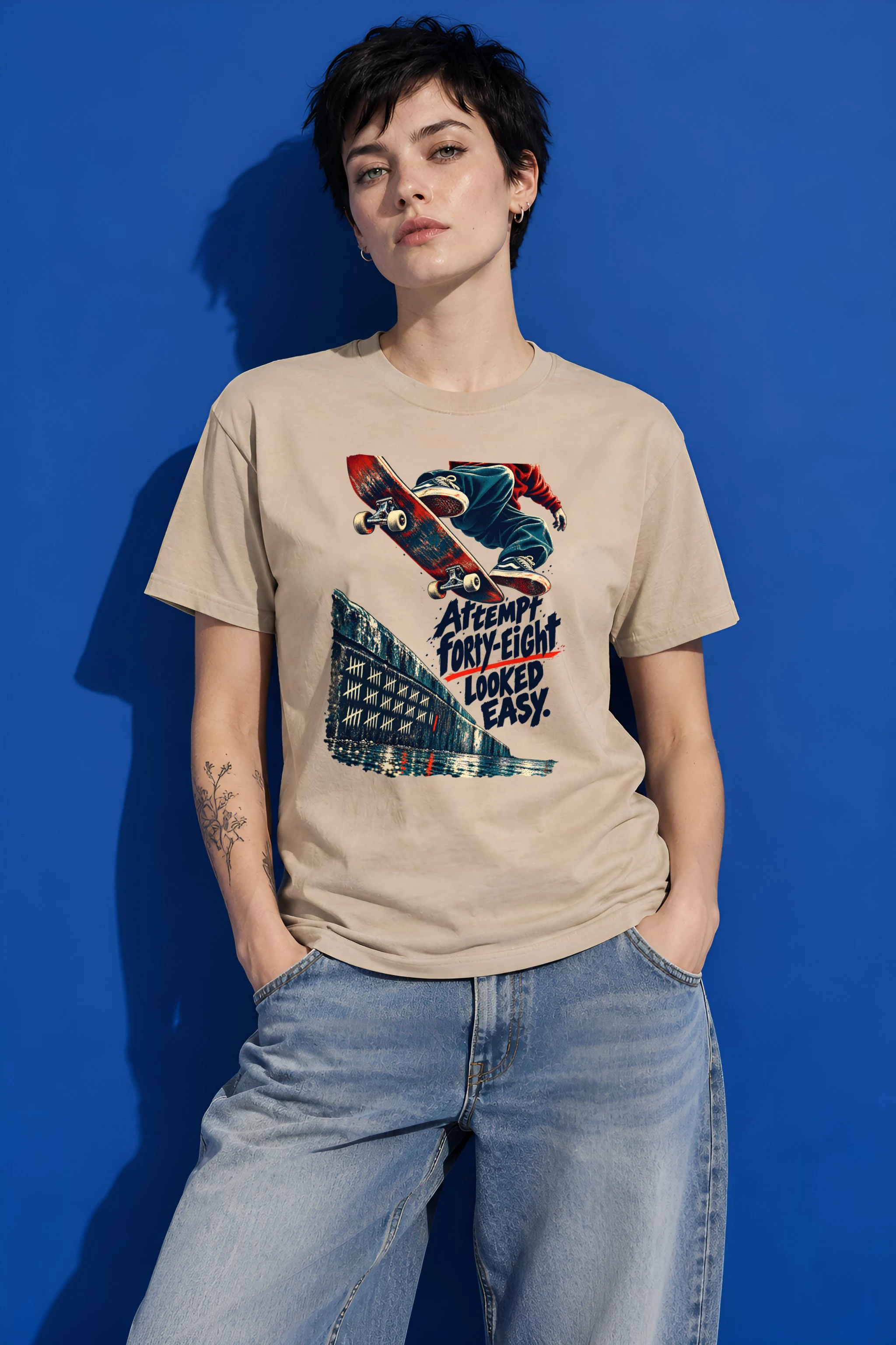 "Attempt Forty-Eight Looked Easy" Heavyweight Unisex Crewneck T-shirt