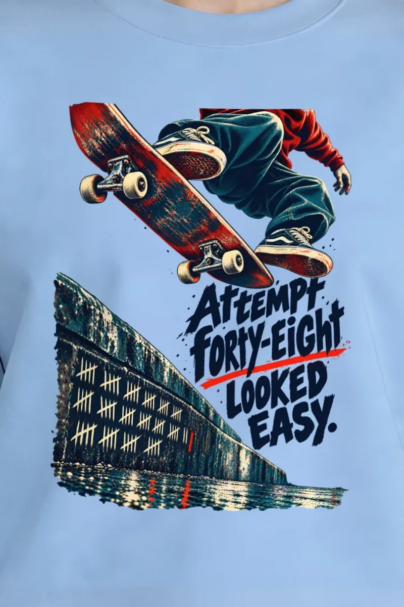 "Attempt Forty-Eight Looked Easy" Unisex Crewneck Sweatshirt - the graphic up close