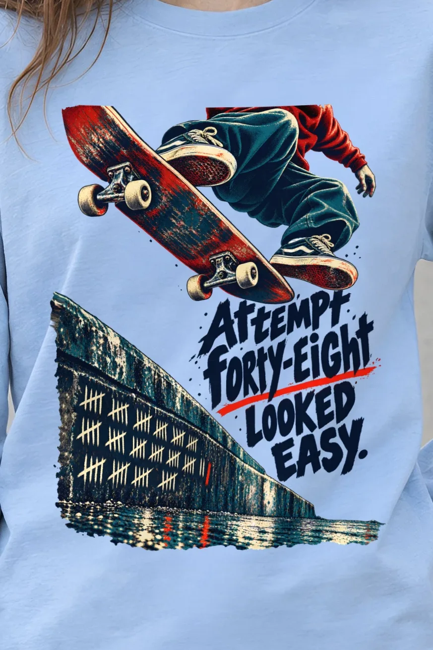 "Attempt Forty-Eight Looked Easy" Unisex Longsleeve T-shirt - the graphic up close