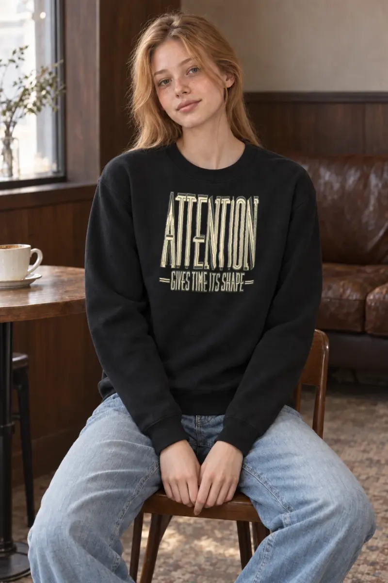 “Attention Gives Time Its Shape” Heavy Blend Unisex Crewneck Sweatshirt