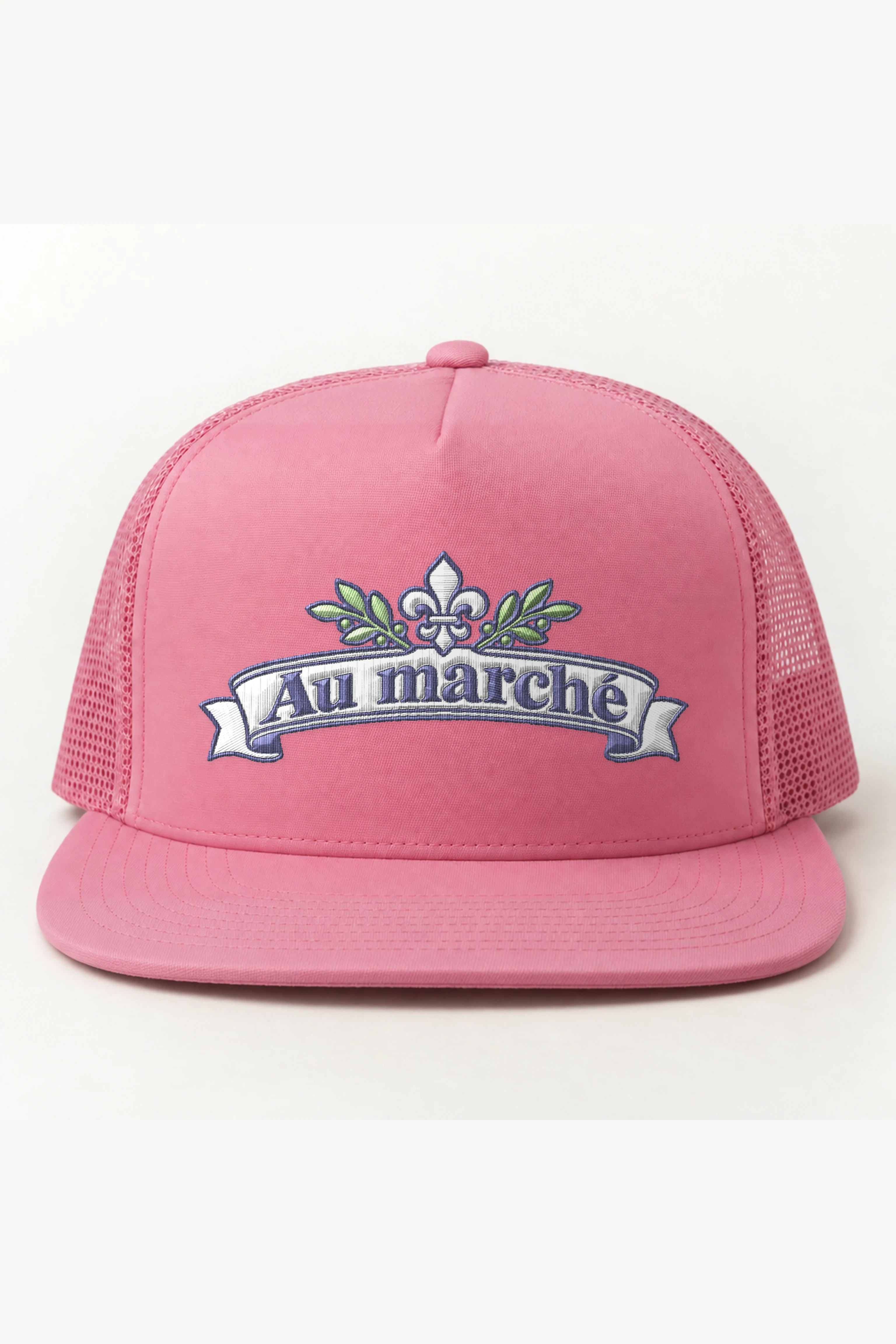"Au marché" 5 Panel Trucker Cap · Embroidered