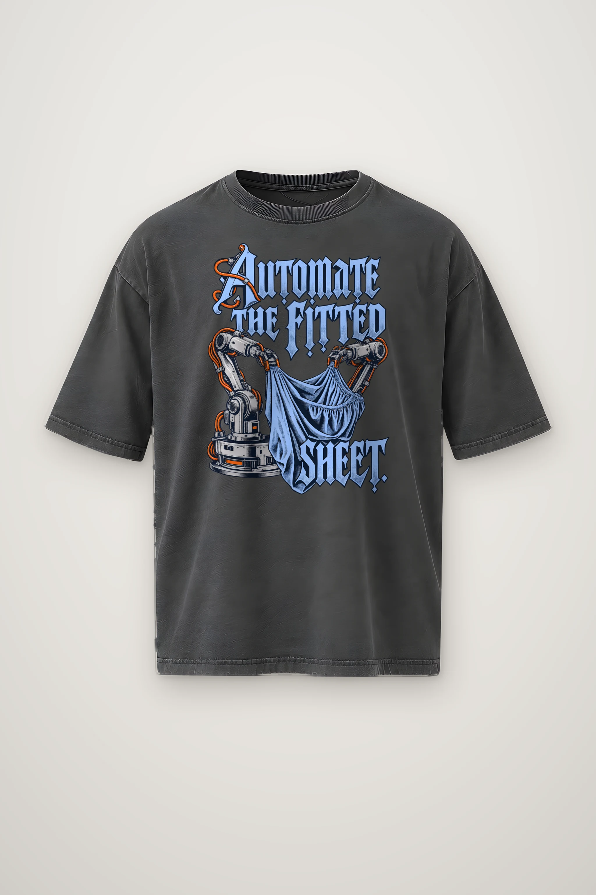 "Automate The Fitted Sheet" Men's Oversized Heavyweight Crewneck T-Shirt