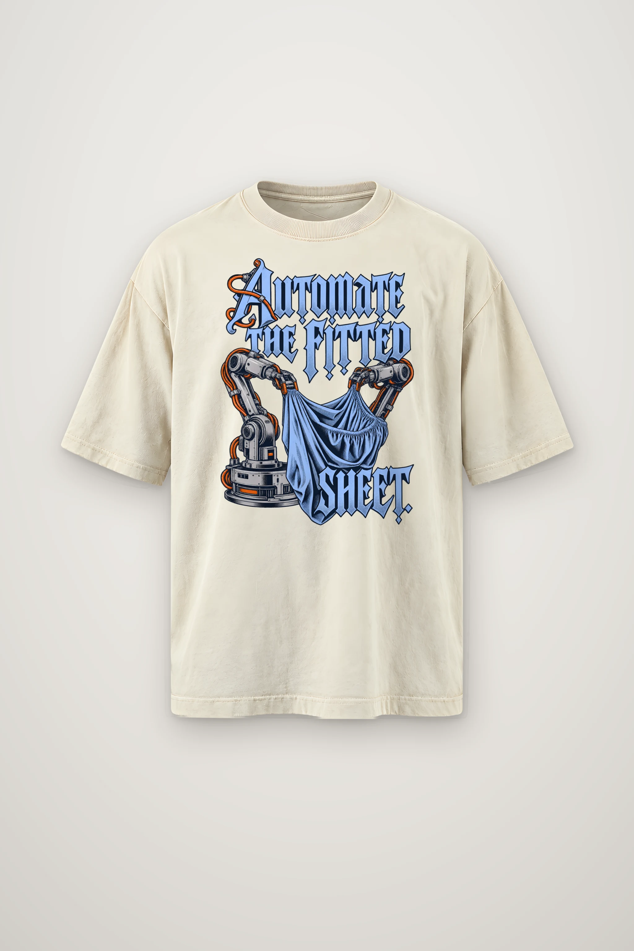 "Automate The Fitted Sheet" Men's Oversized Heavyweight Crewneck T-Shirt