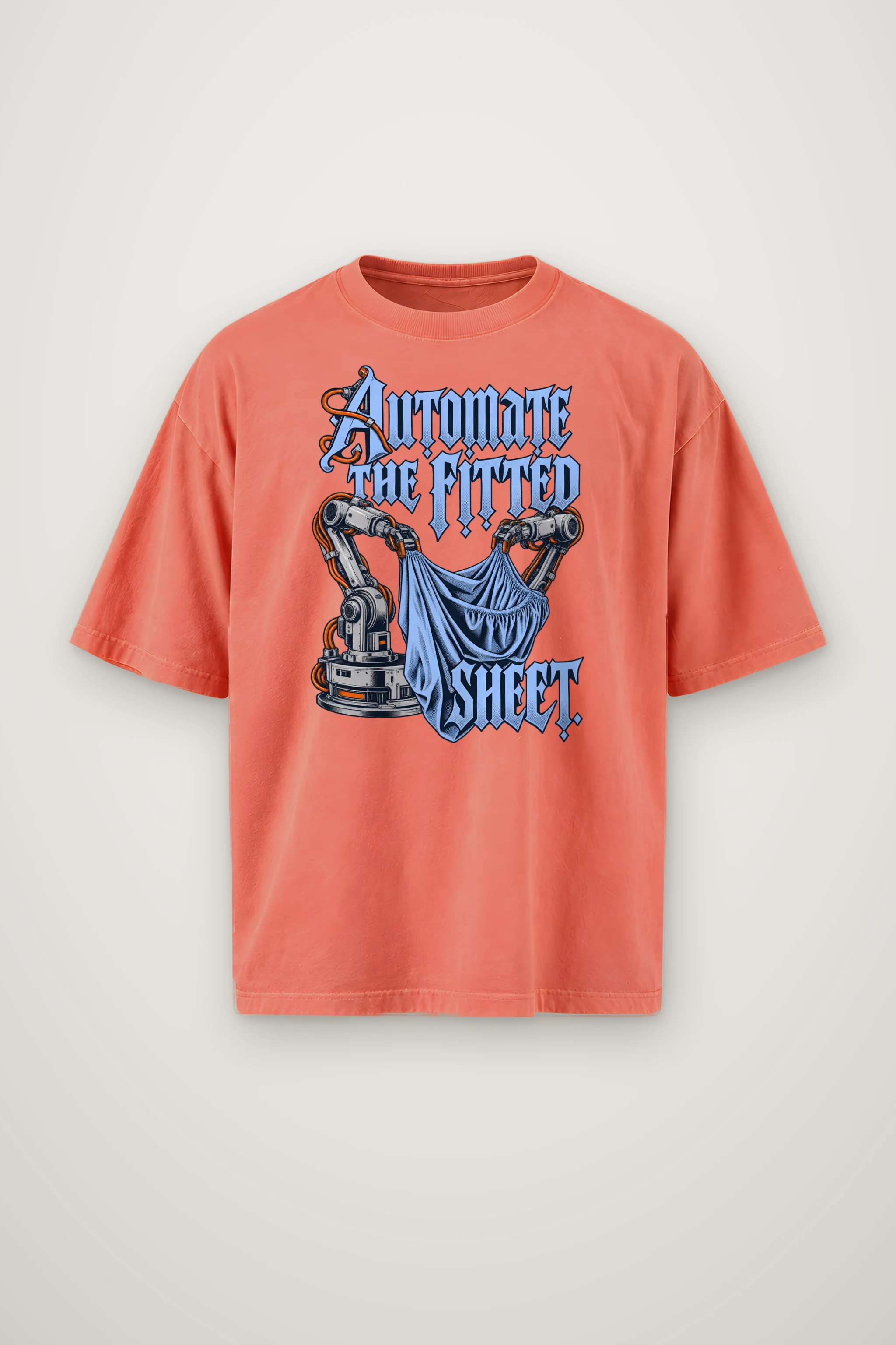 "Automate The Fitted Sheet" Men's Oversized Heavyweight Crewneck T-Shirt