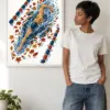 "Autumn Leaves Lap Swimmer" Premium Wooden Framed Poster