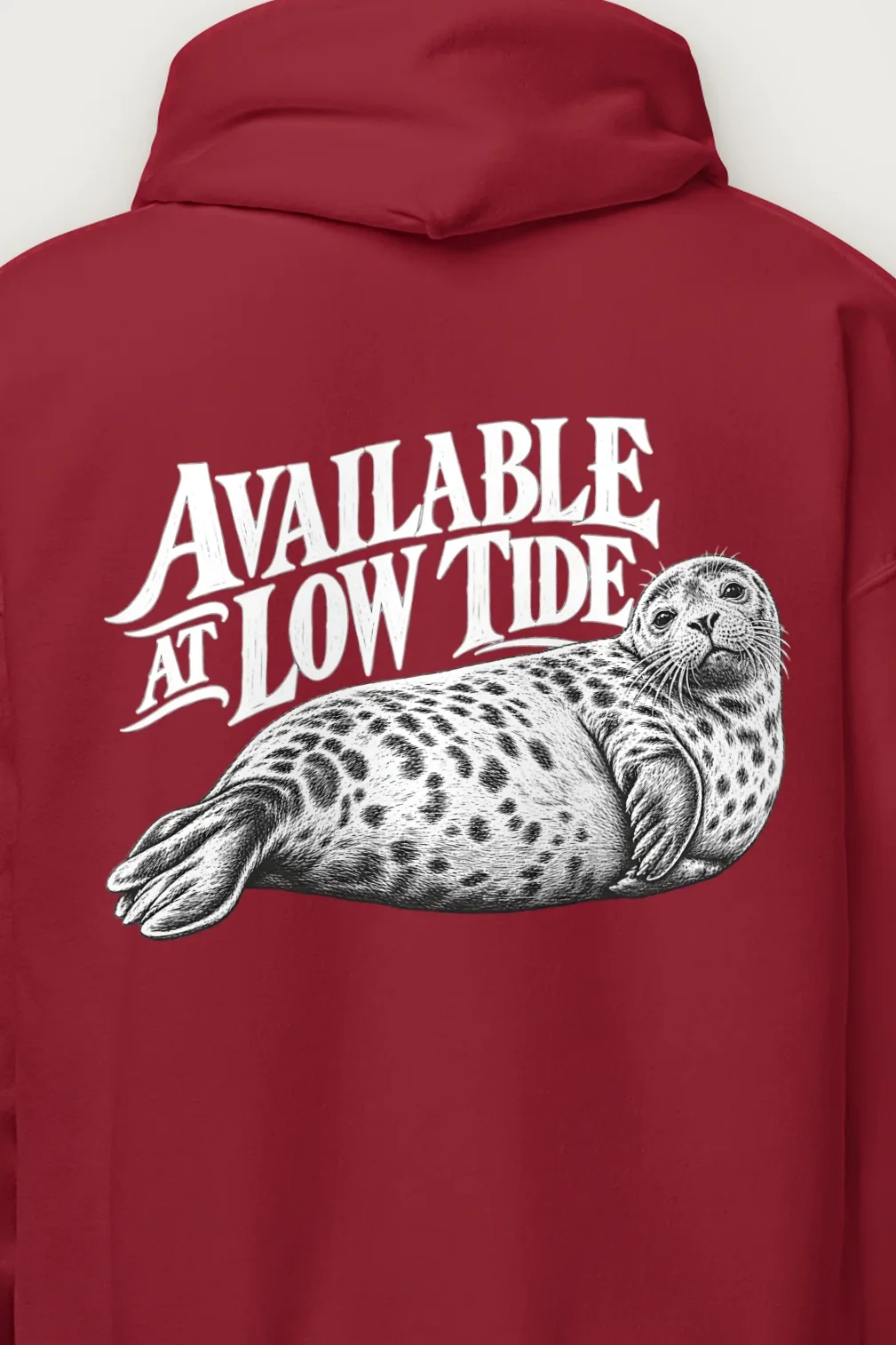 "Available at Low Tide" Heavy Blend Unisex Pullover Hoodie - the graphic up close