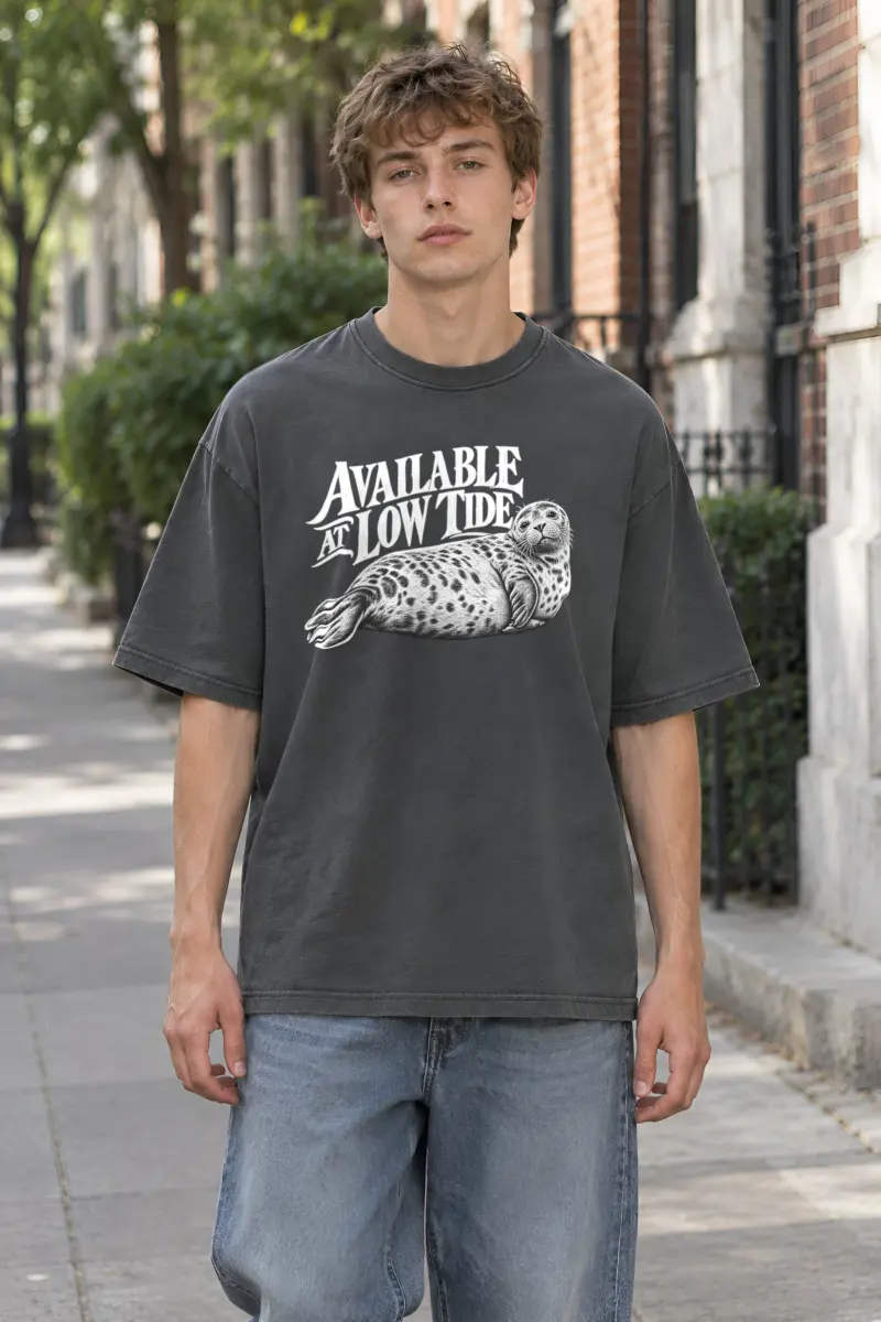 "Available at Low Tide" Unisex Oversized Heavyweight Crewneck T-Shirt