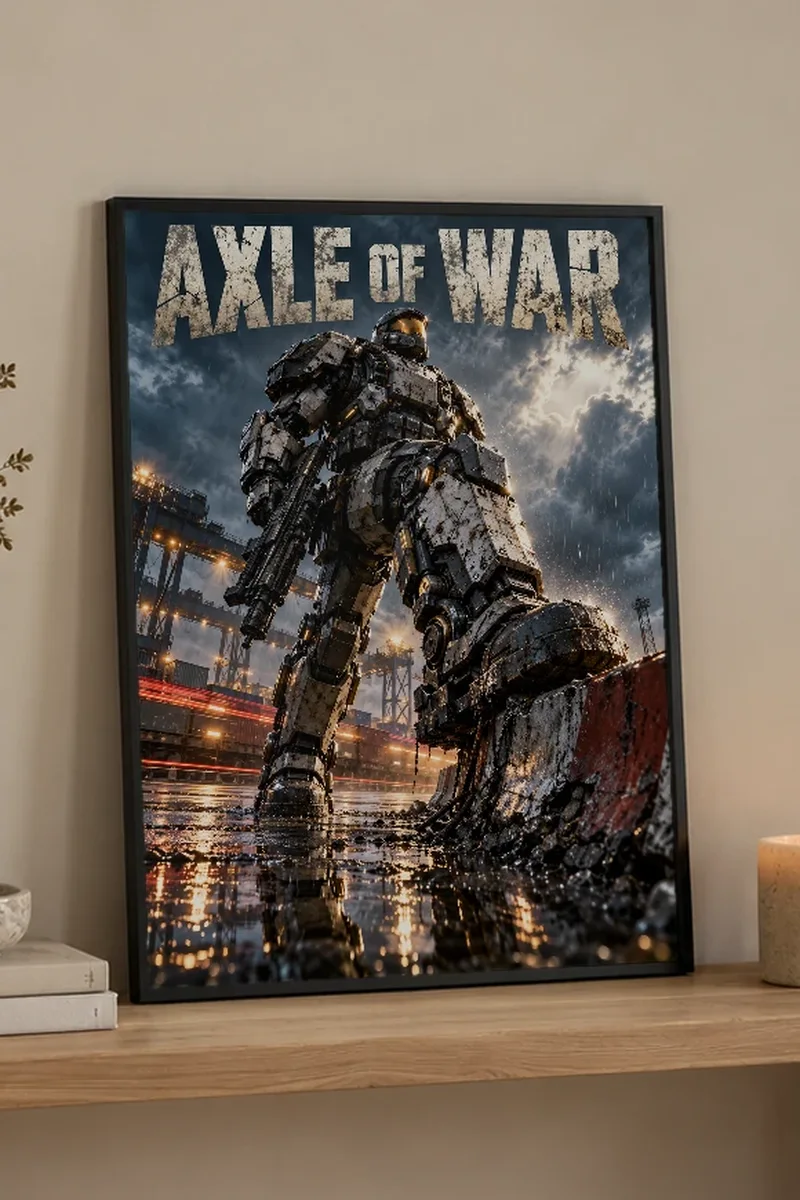 "Axle of War" Premium Wooden Framed Poster - the graphic up close