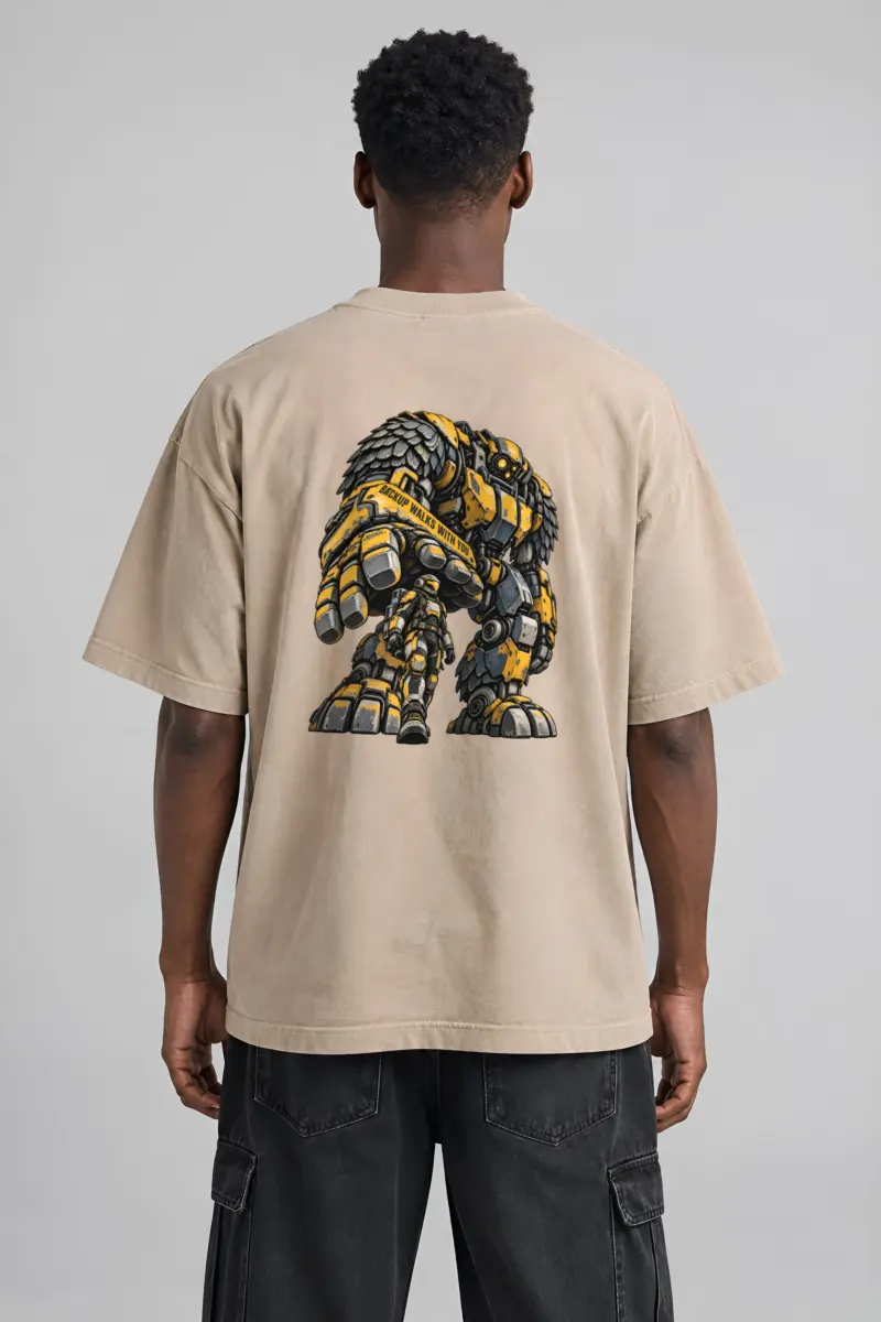 “Backup Walks With You” Men’s Oversized Heavyweight Crewneck T-Shirt