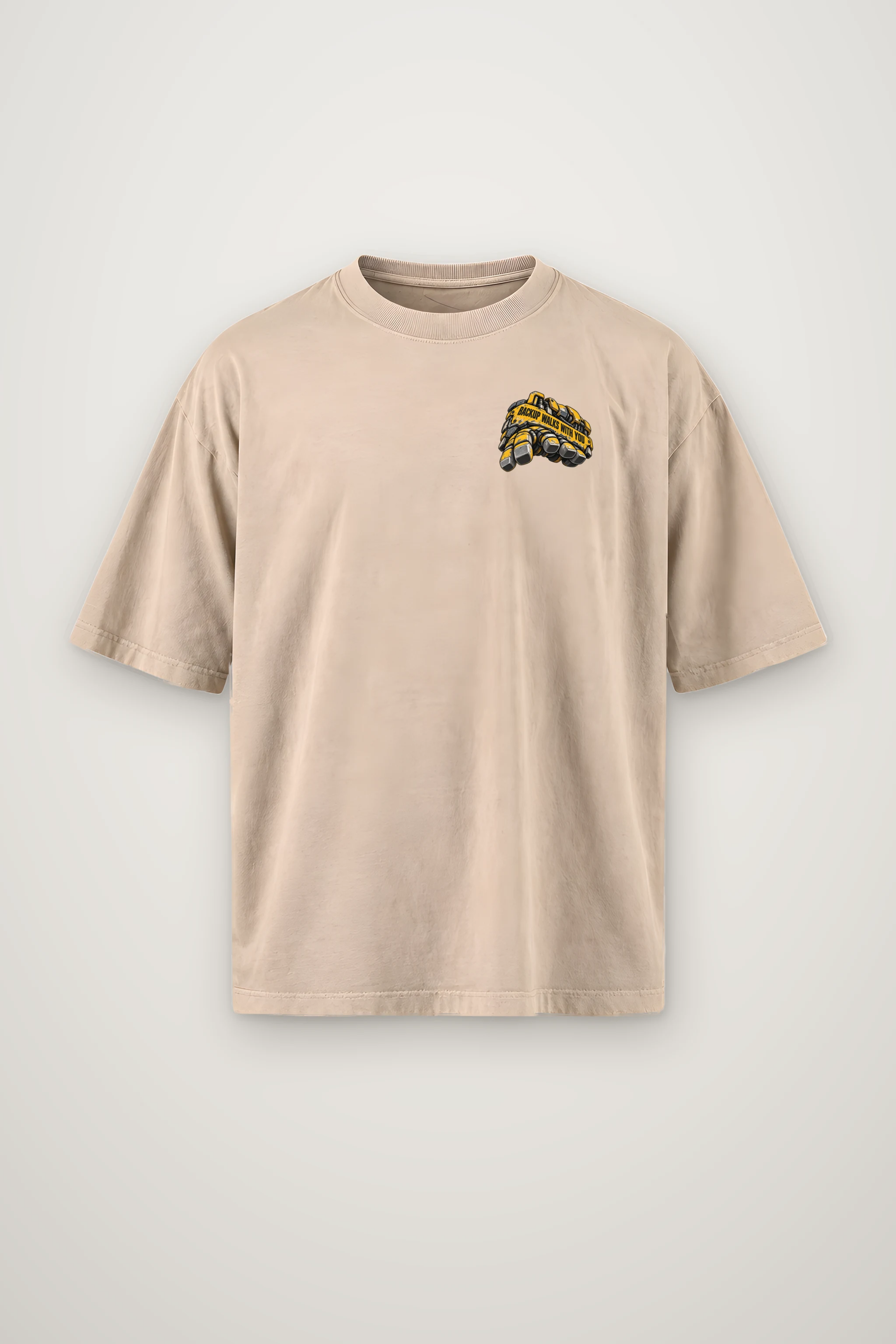 "Backup Walks With You" Men's Oversized Heavyweight Crewneck T-Shirt