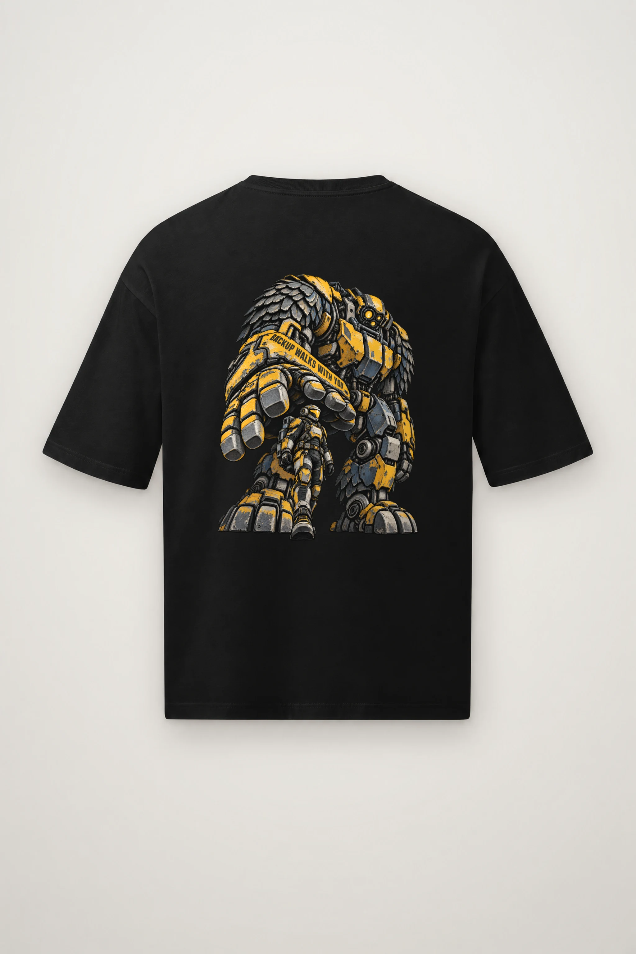 "Backup Walks With You" Men's Oversized Heavyweight Crewneck T-Shirt