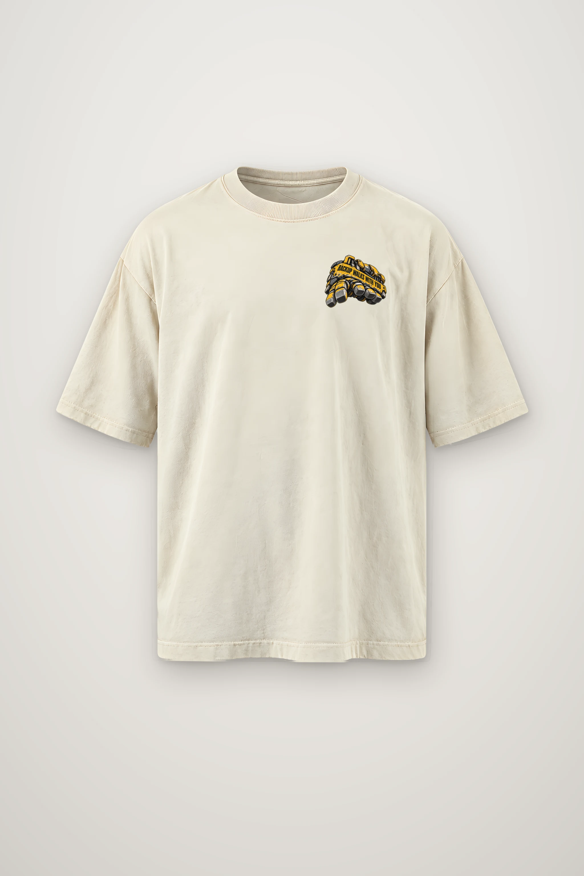 "Backup Walks With You" Men's Oversized Heavyweight Crewneck T-Shirt
