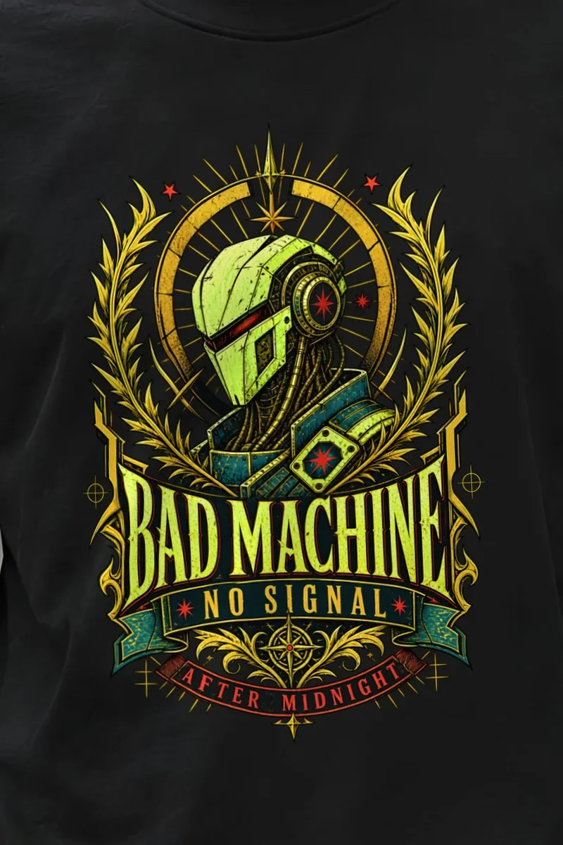 "Bad Machine" Unisex Longsleeve T-shirt - the graphic up close