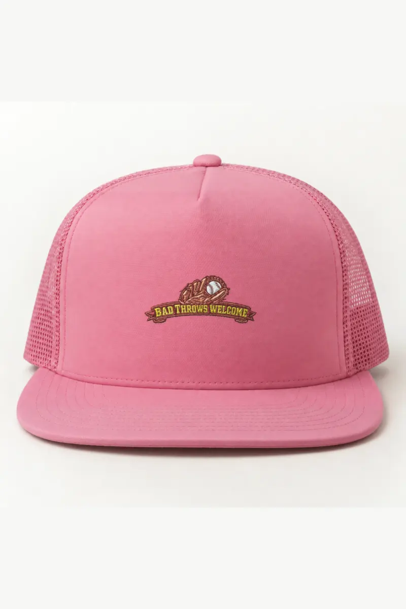 "Bad Throws Welcome" 5 Panel Trucker Cap · Embroidered