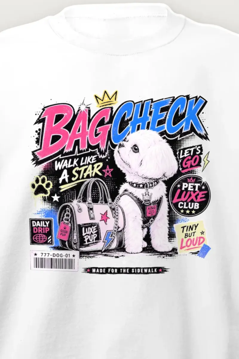 "Bag Check Pup" Heavy Blend Unisex Crewneck Sweatshirt
