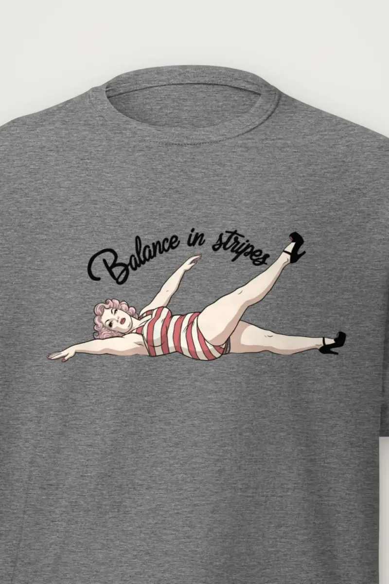"Balance In Stripes" Heavyweight Unisex Crewneck T-shirt