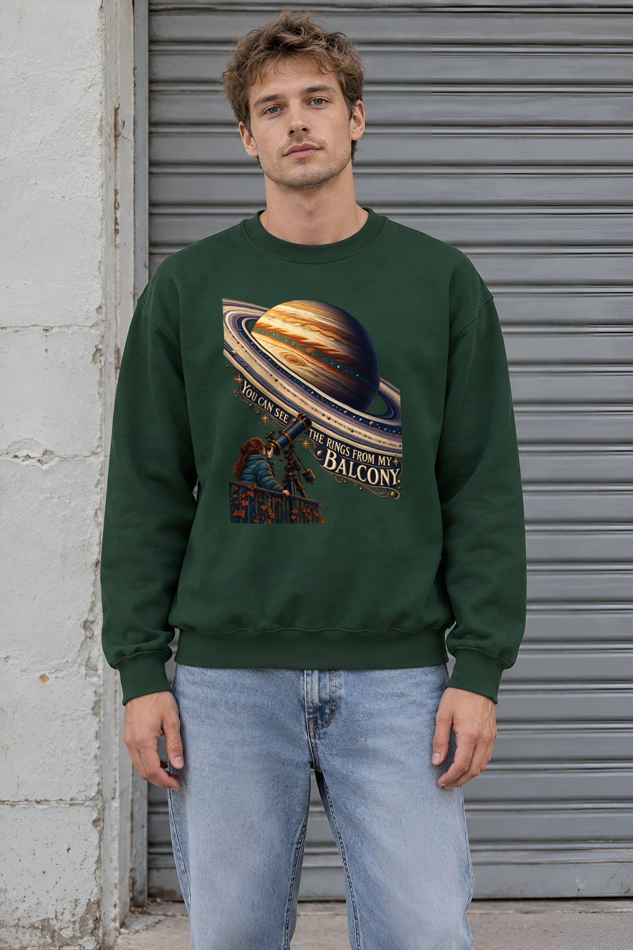 "Balcony Stargazer" Unisex Crewneck Sweatshirt