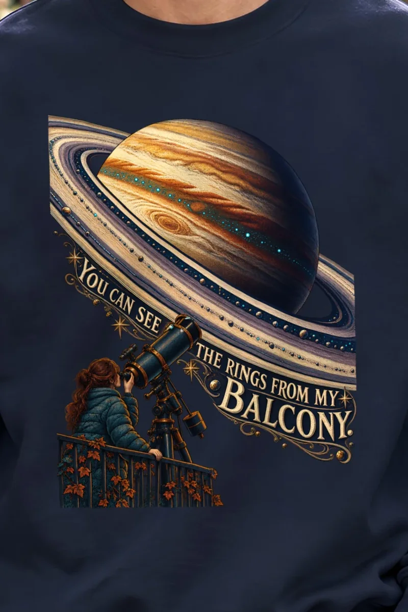 "Balcony Stargazer" Unisex Crewneck Sweatshirt - the graphic up close