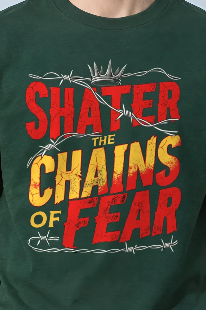 "Barbed Wire Crown" Heavyweight Unisex Crewneck T-shirt - the graphic up close