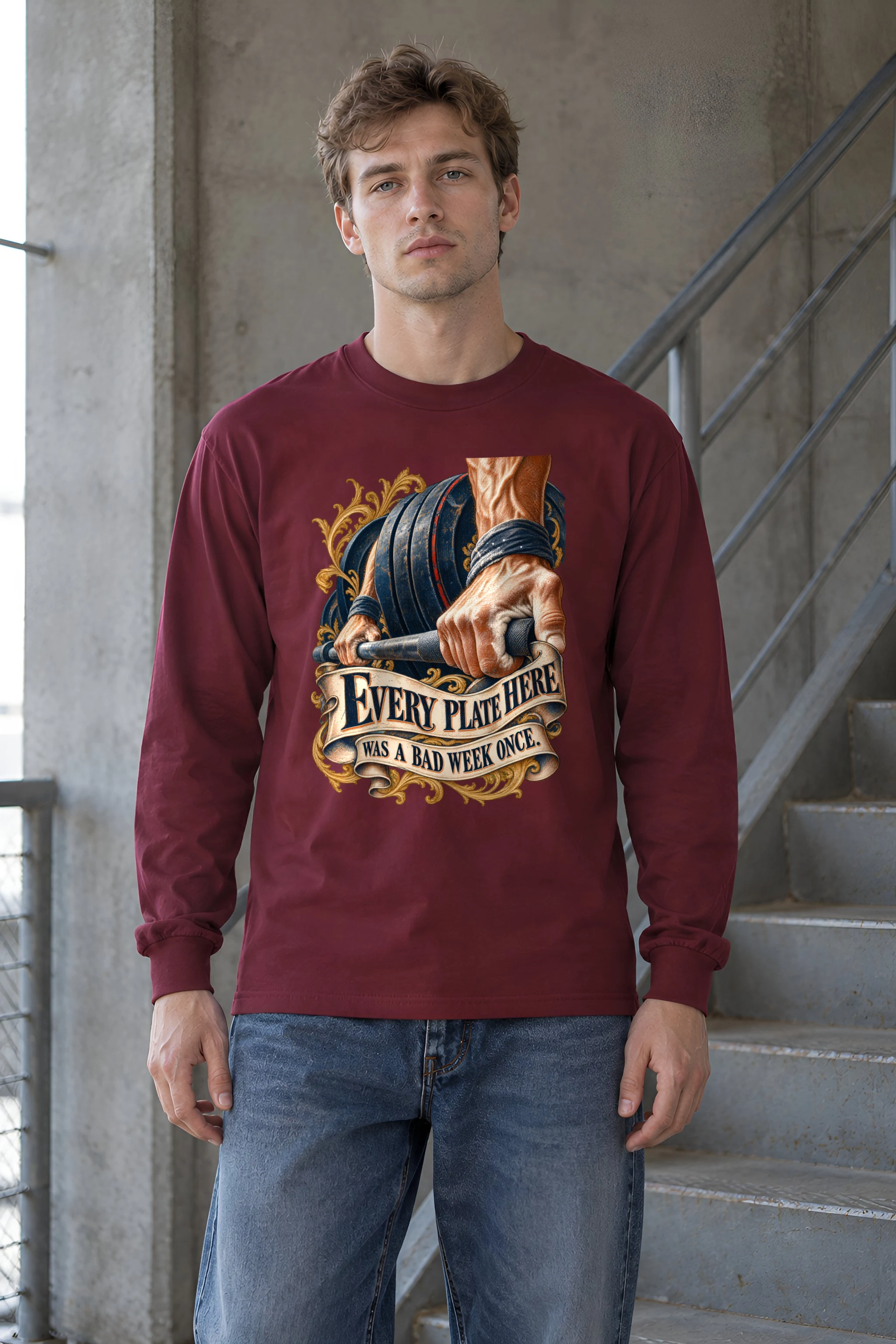 "Barbell And Parchment" Unisex Longsleeve T-shirt