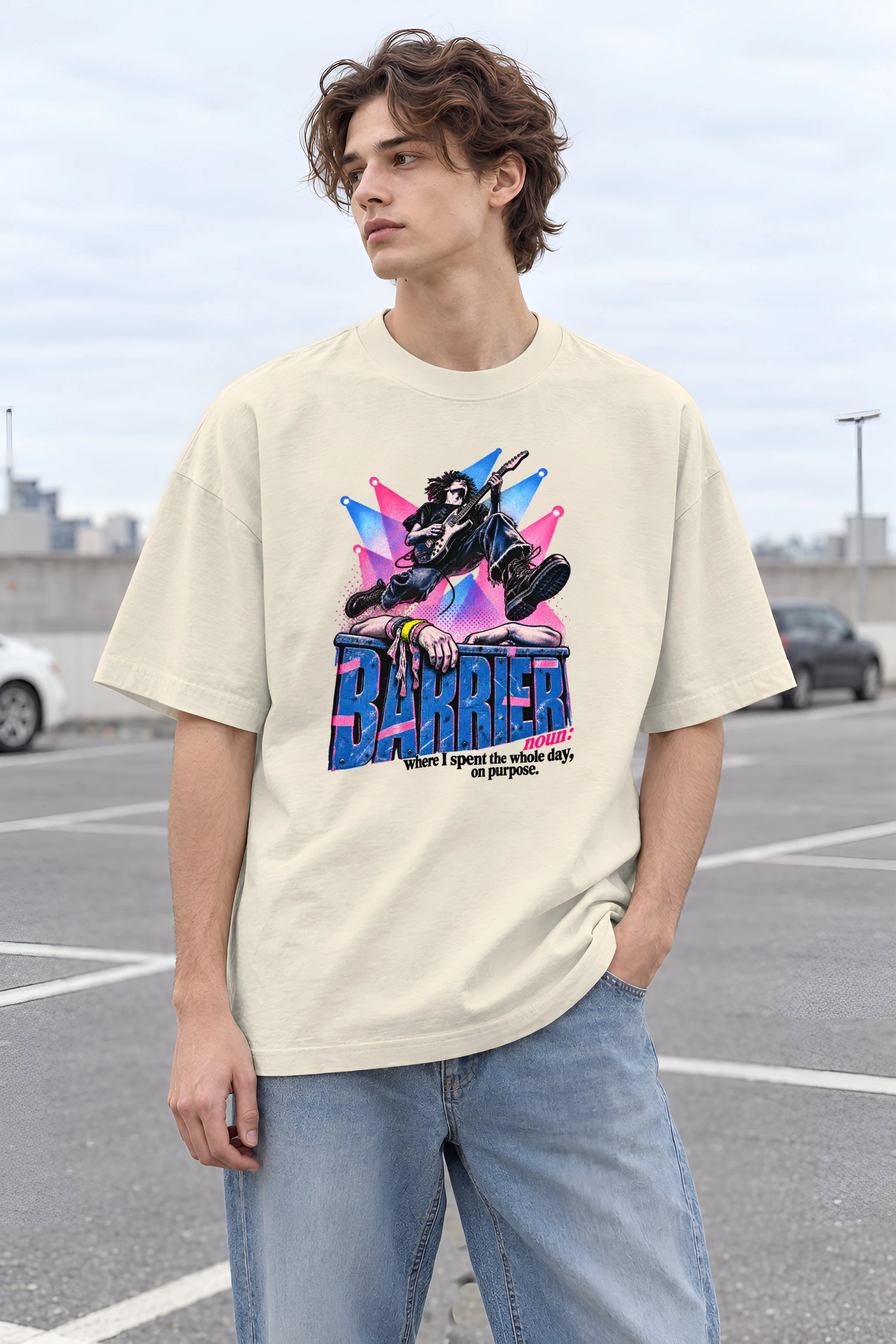 "Barrier Noun Definition" Unisex Oversized Heavyweight Crewneck T-Shirt