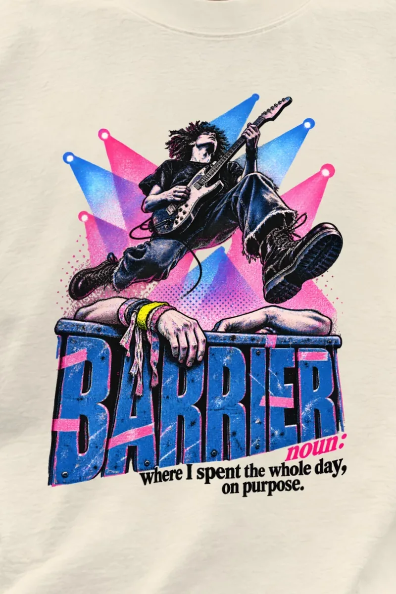 "Barrier Noun Definition" Unisex Oversized Heavyweight Crewneck T-Shirt - the graphic up close