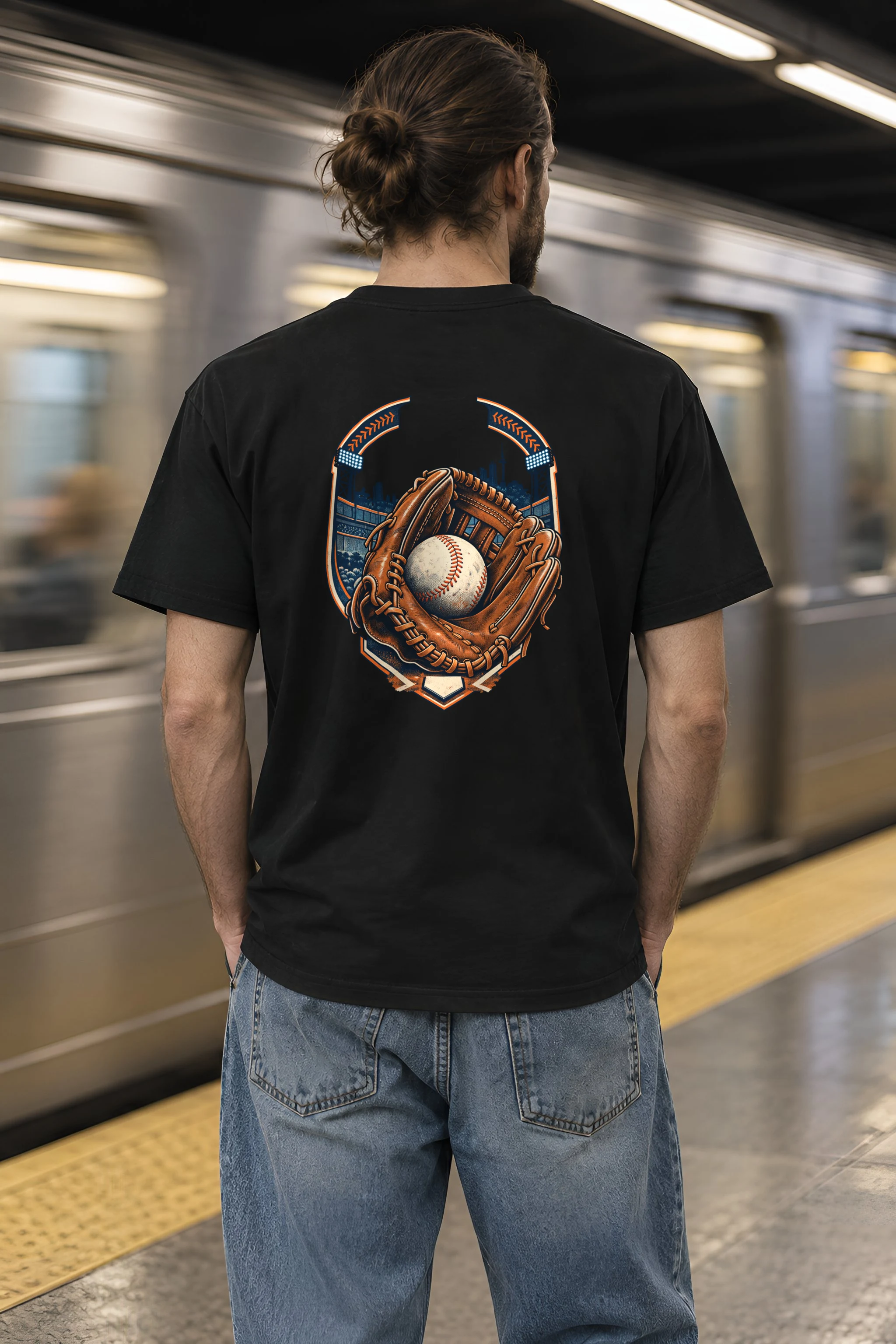 "Baseball Glove Stadium" Heavyweight Unisex Crewneck T-shirt