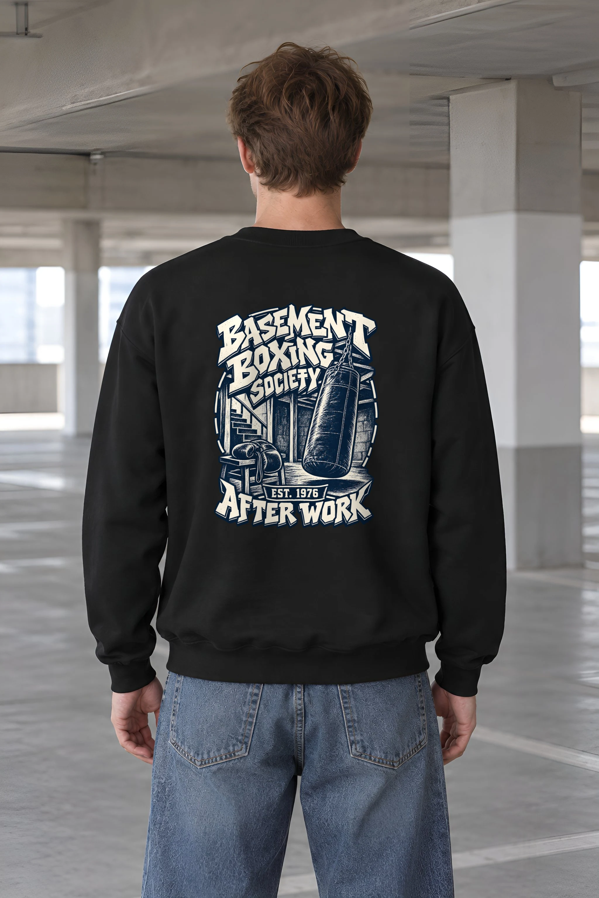 "Basement Boxing Society" Heavy Blend Unisex Crewneck Sweatshirt