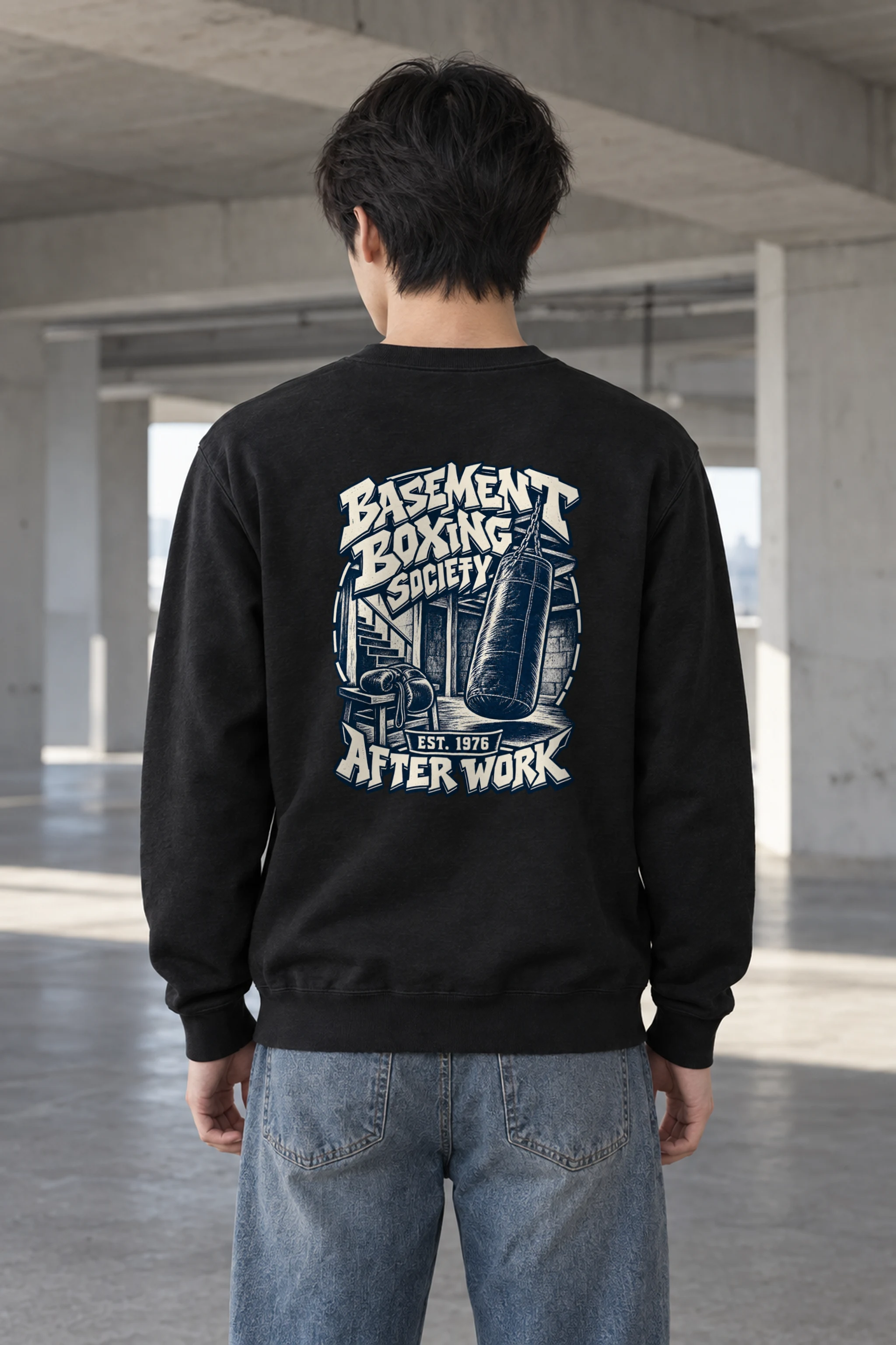 "Basement Boxing Society" Heavy Blend Unisex Crewneck Sweatshirt