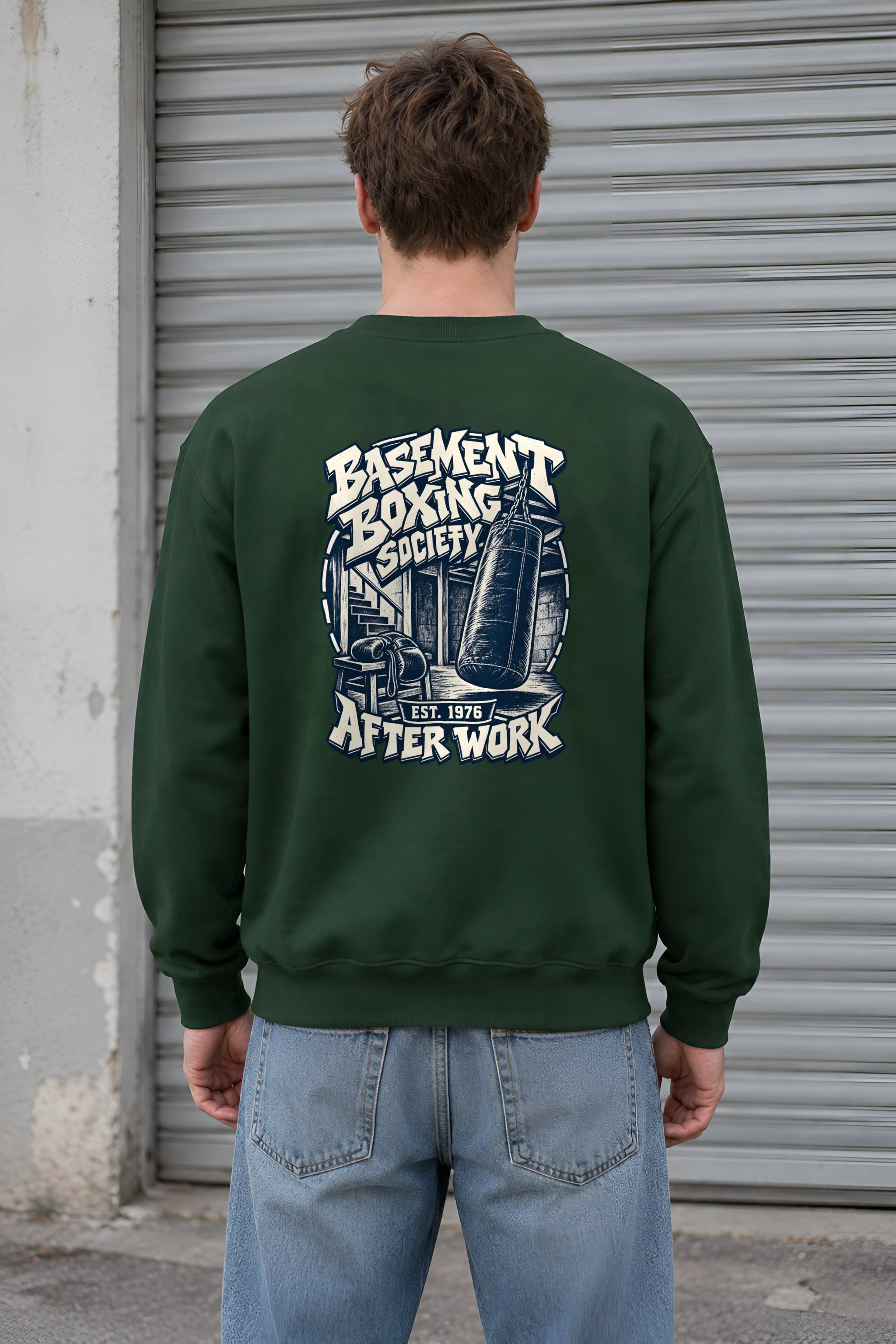 "Basement Boxing Society" Heavy Blend Unisex Crewneck Sweatshirt