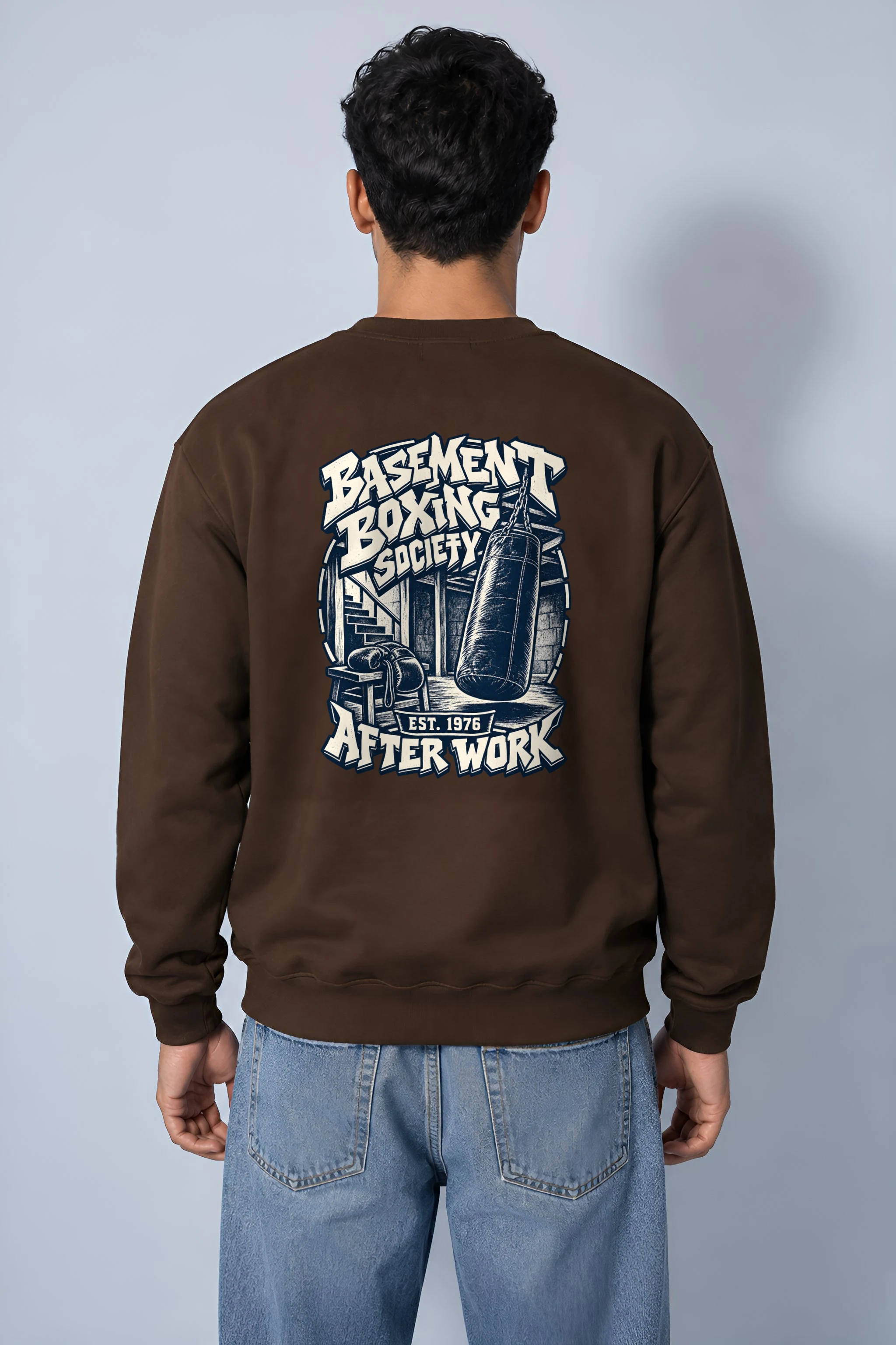 "Basement Boxing Society" Heavy Blend Unisex Crewneck Sweatshirt