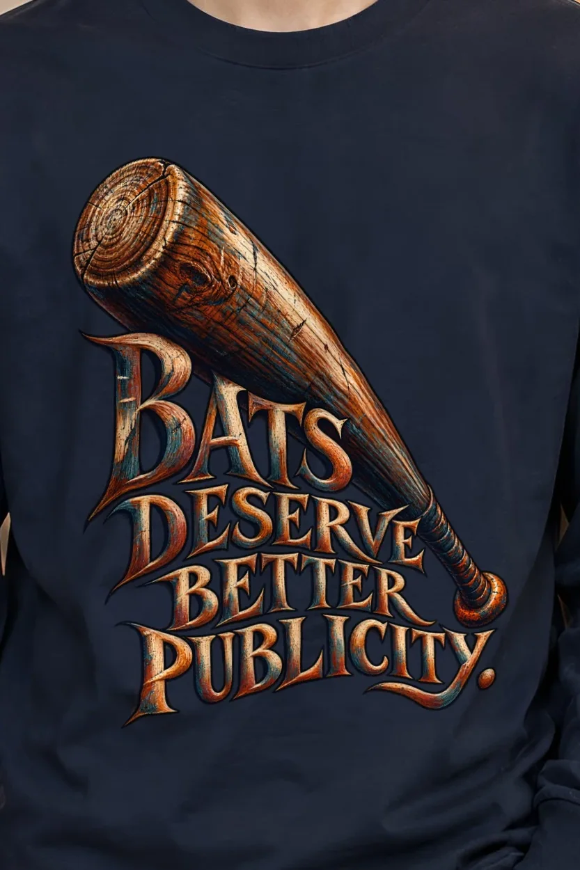 "Bats Deserve Better Publicity" Unisex Longsleeve T-shirt - the graphic up close