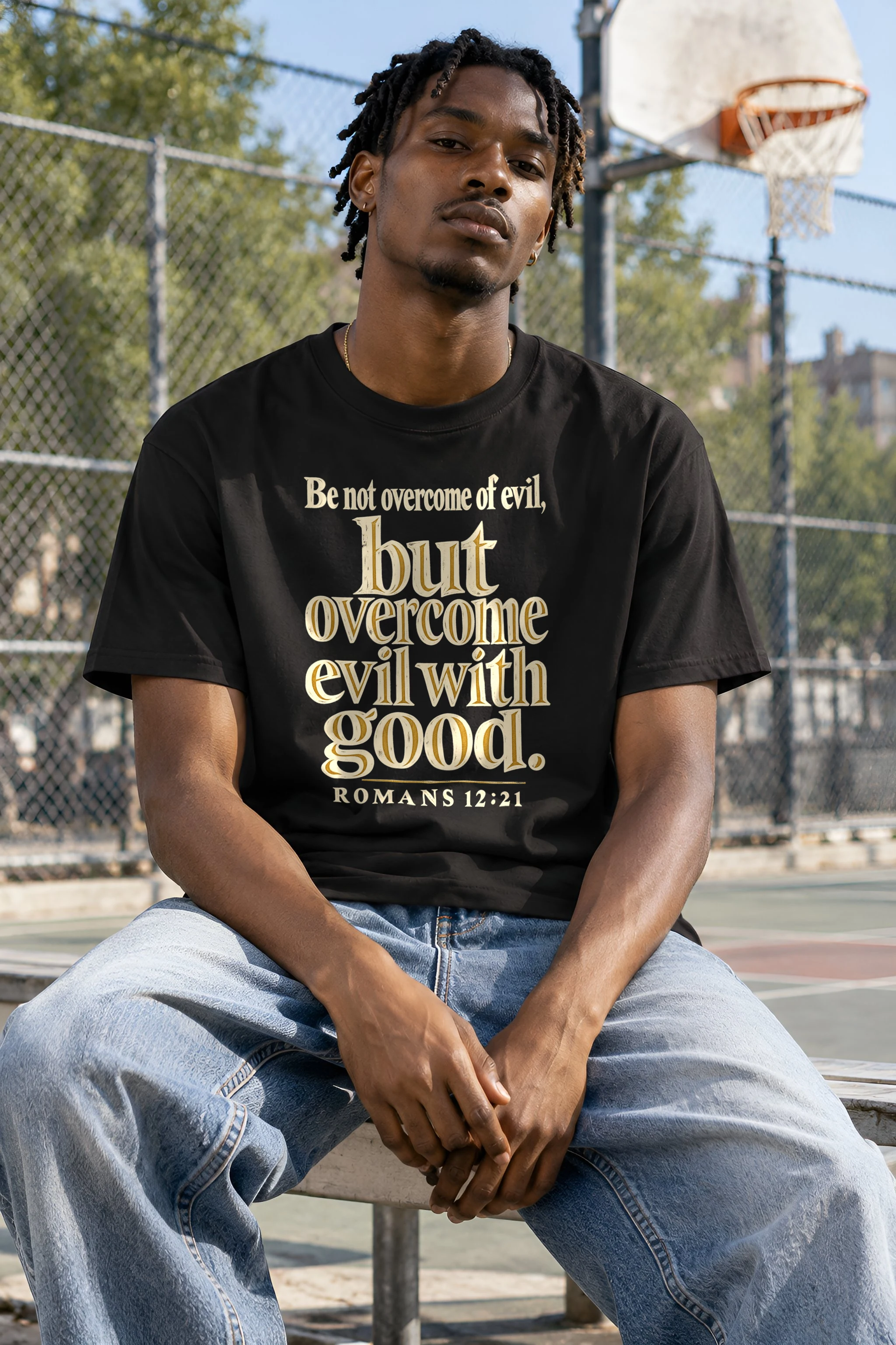 "Be Not Overcome" Heavyweight Unisex Crewneck T-shirt