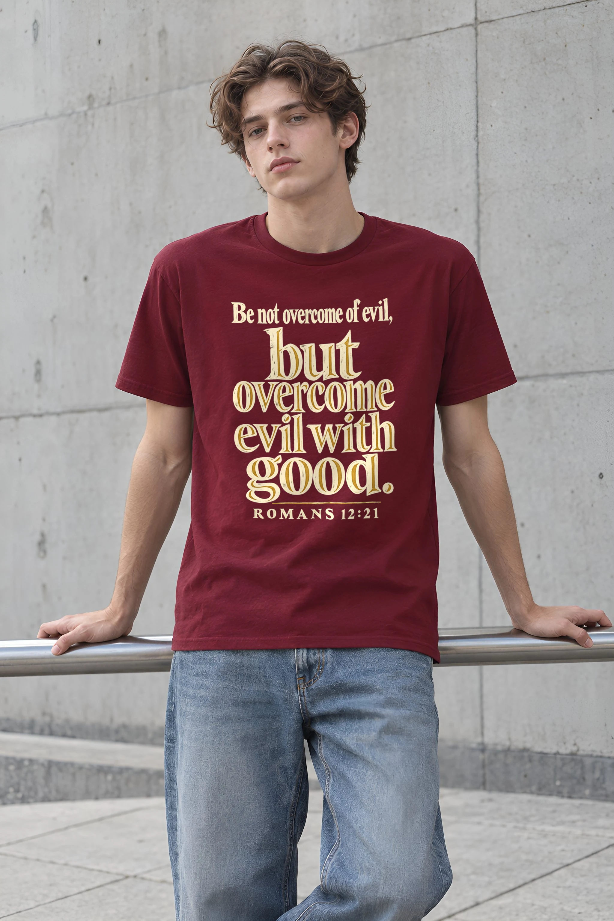 "Be Not Overcome" Heavyweight Unisex Crewneck T-shirt