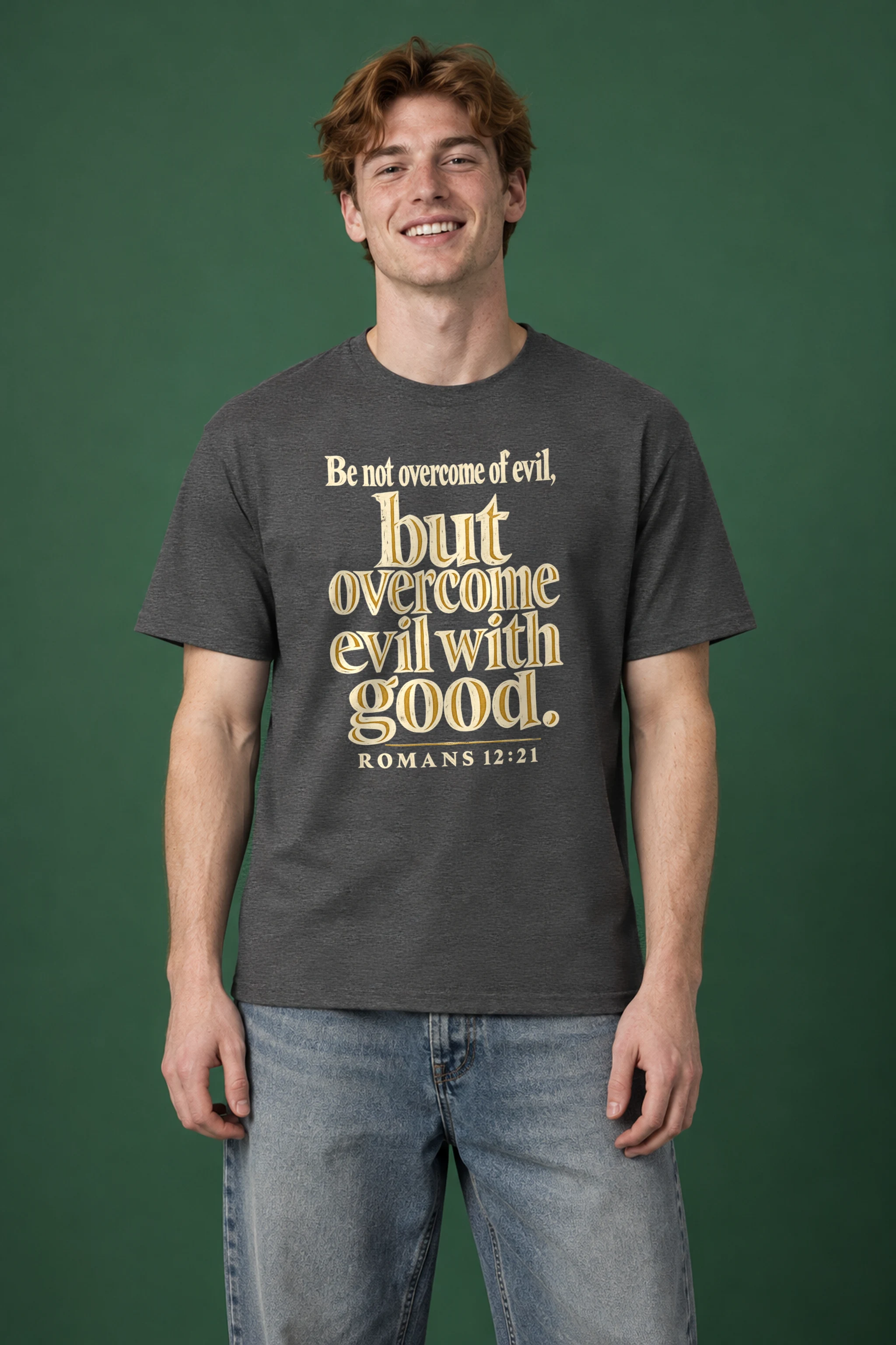 "Be Not Overcome" Heavyweight Unisex Crewneck T-shirt
